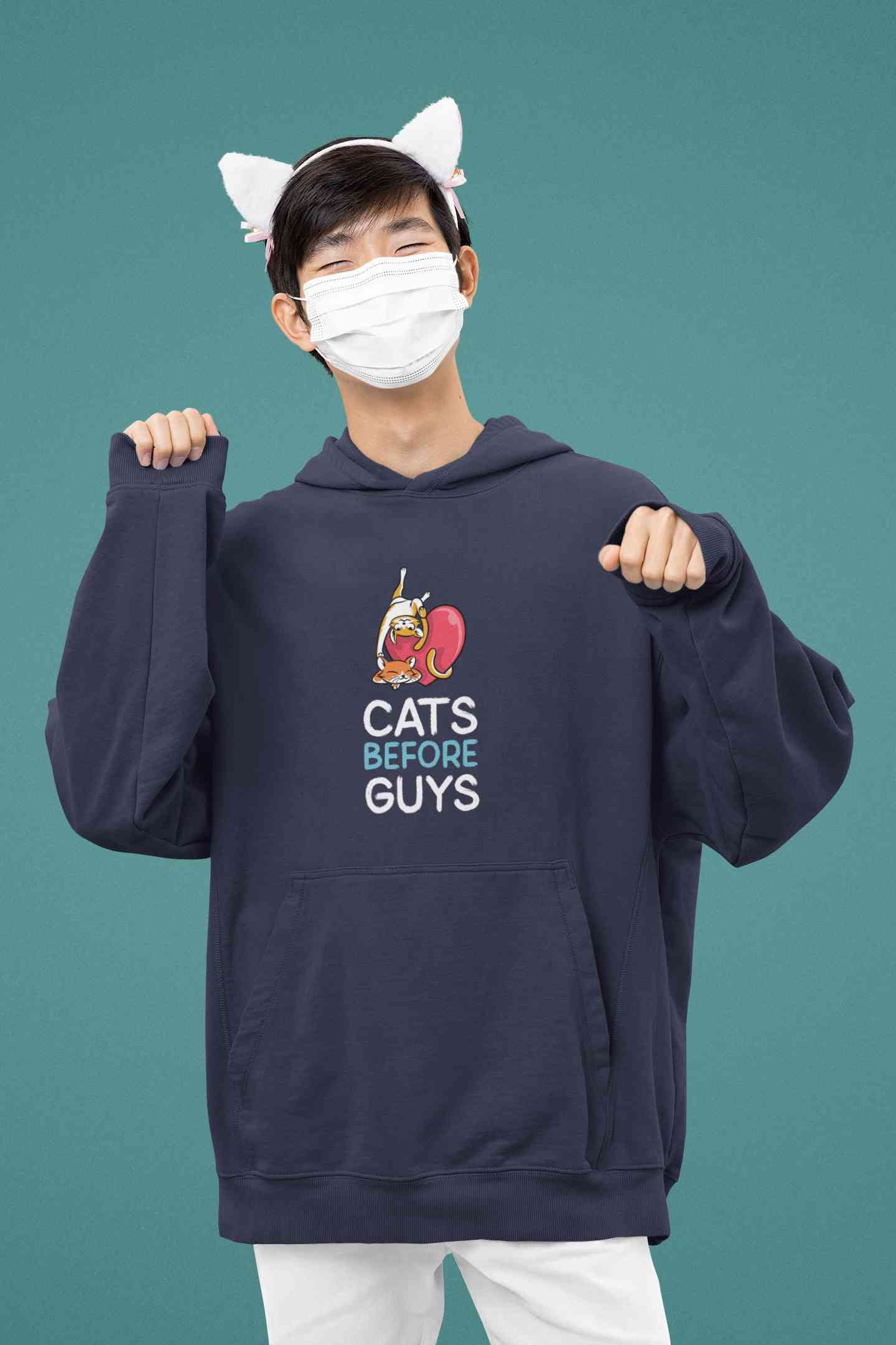 Cats Before Guys Men Hoodies-FunkyTeesClub