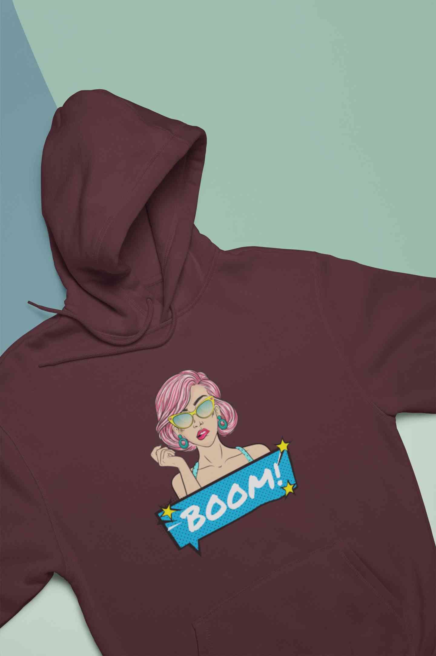 Boom Hoodies for Women-FunkyTeesClub