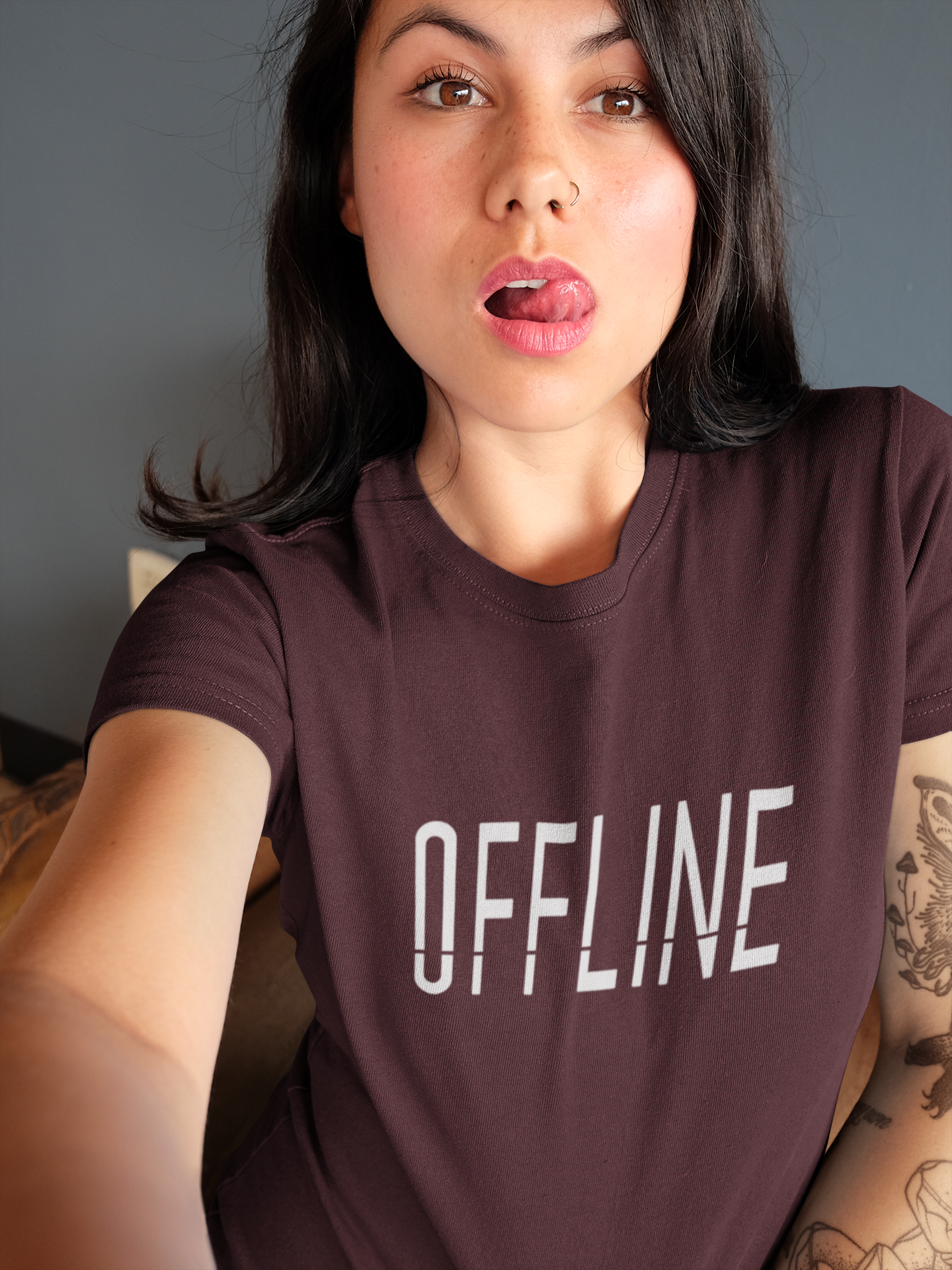 Offline Women Half Sleeves T-shirt- FunkyTeesClub