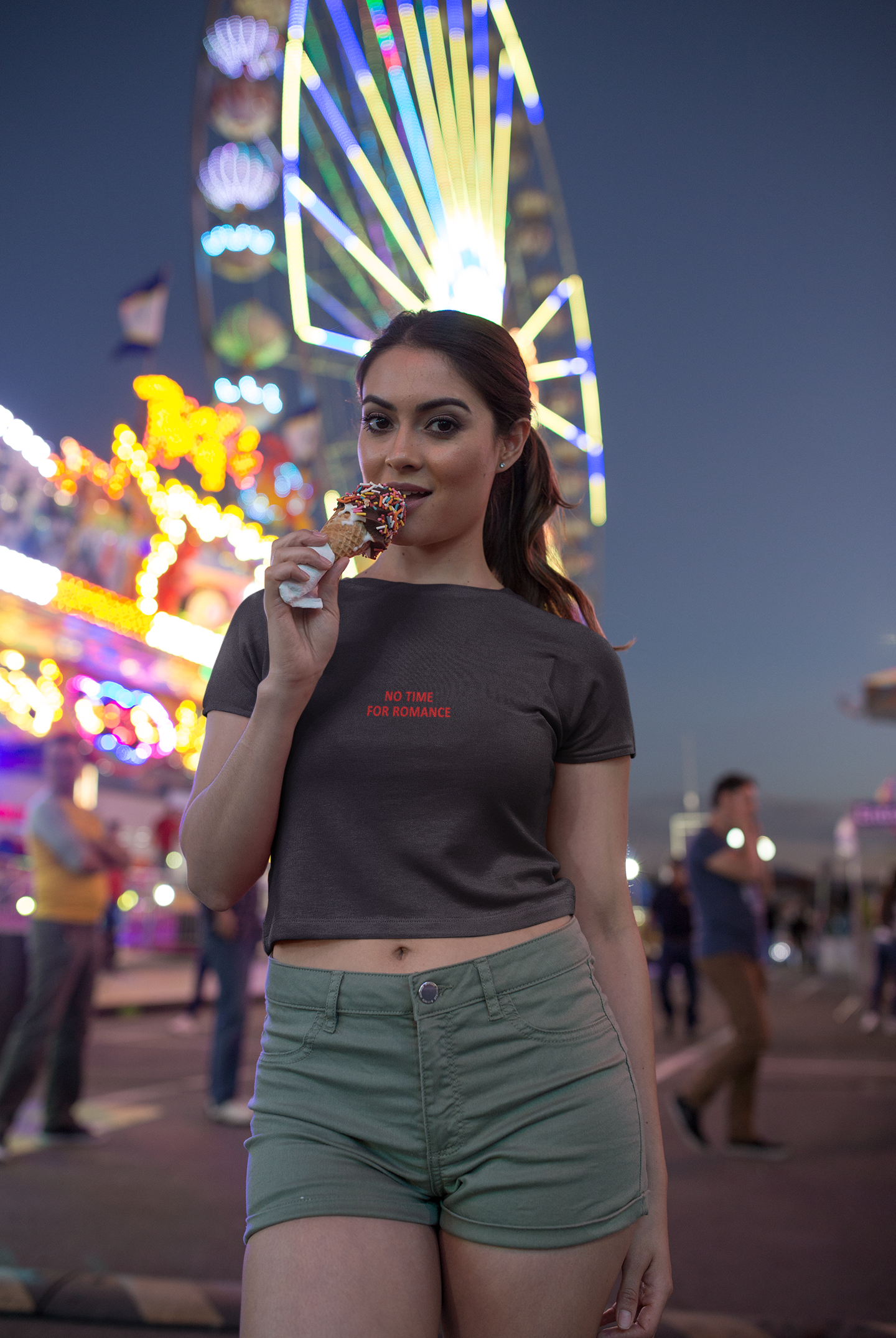 No Time For Romance Minimals Women Crop Top- FunkyTeesClub