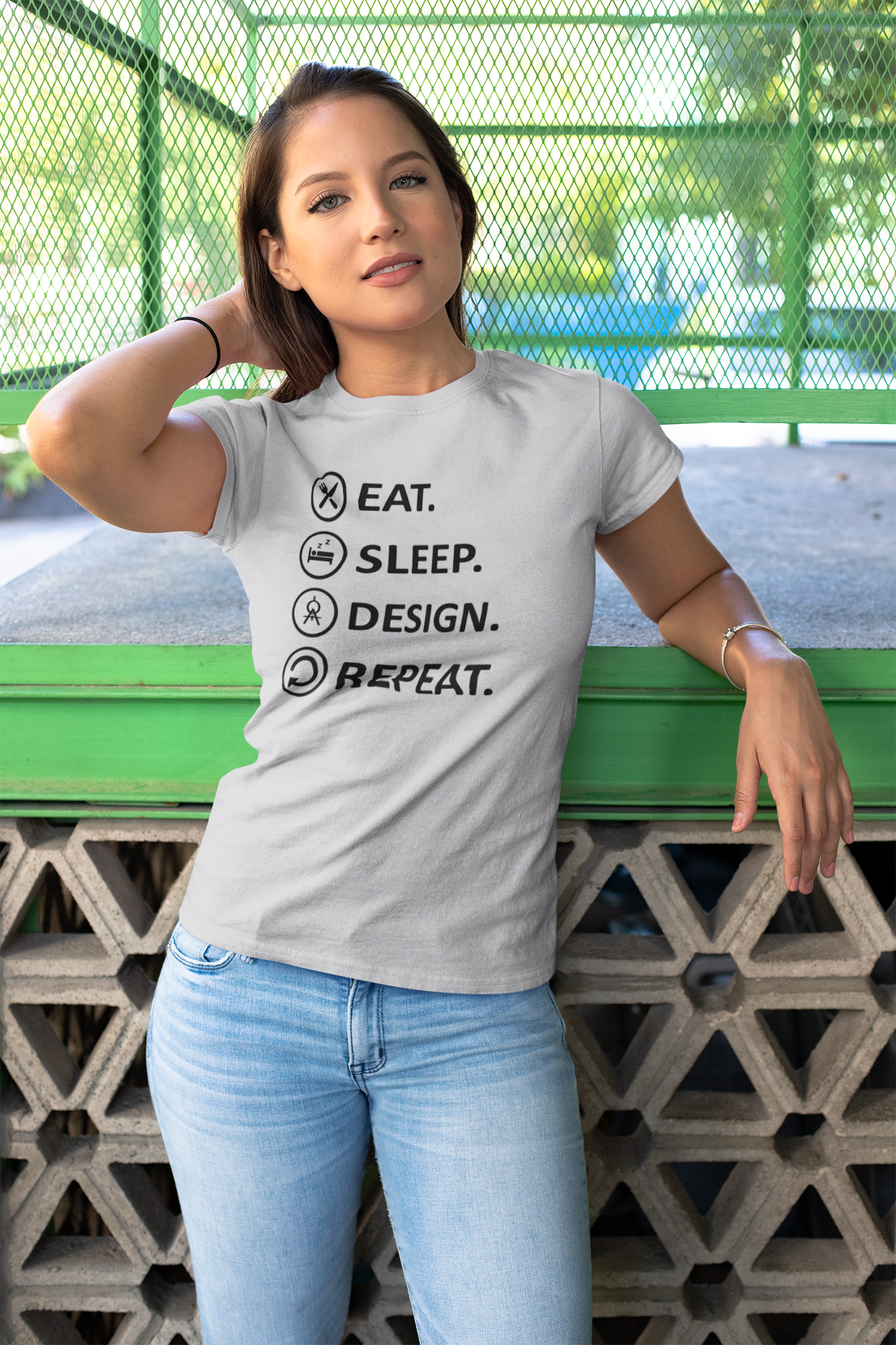 Eat Sleep Design Funny Architect Profession Women Half Sleeves T-shirt- FunkyTeesClub