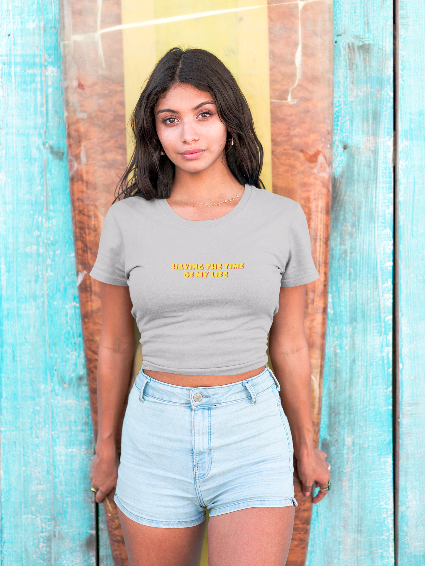 Having The Time Of My Life Minimals Women Crop Top- FunkyTeesClub