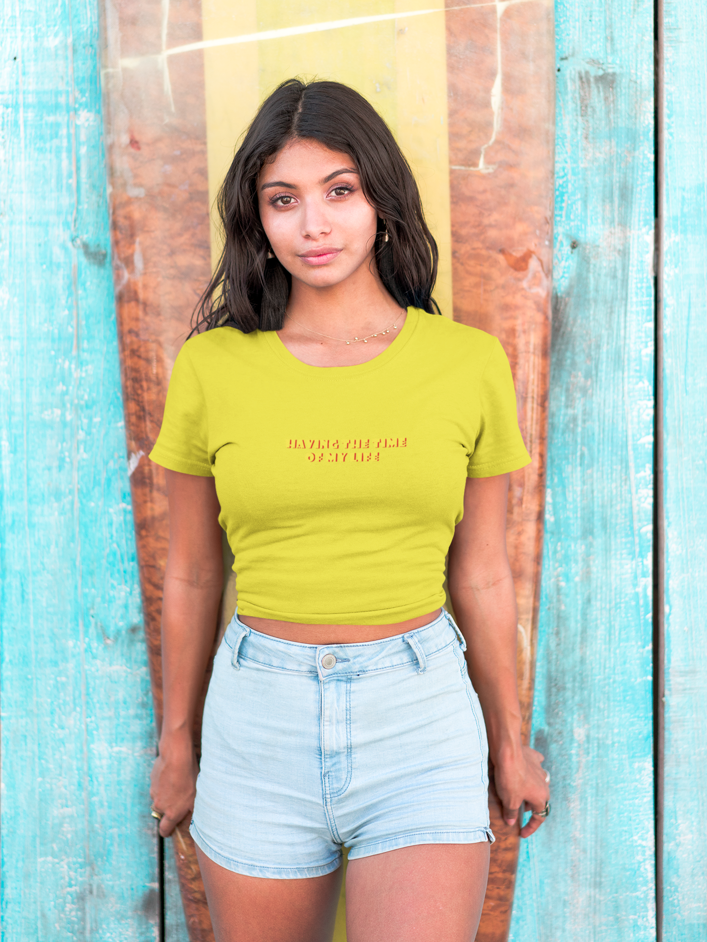 Having The Time Of My Life Minimals Women Crop Top- FunkyTeesClub