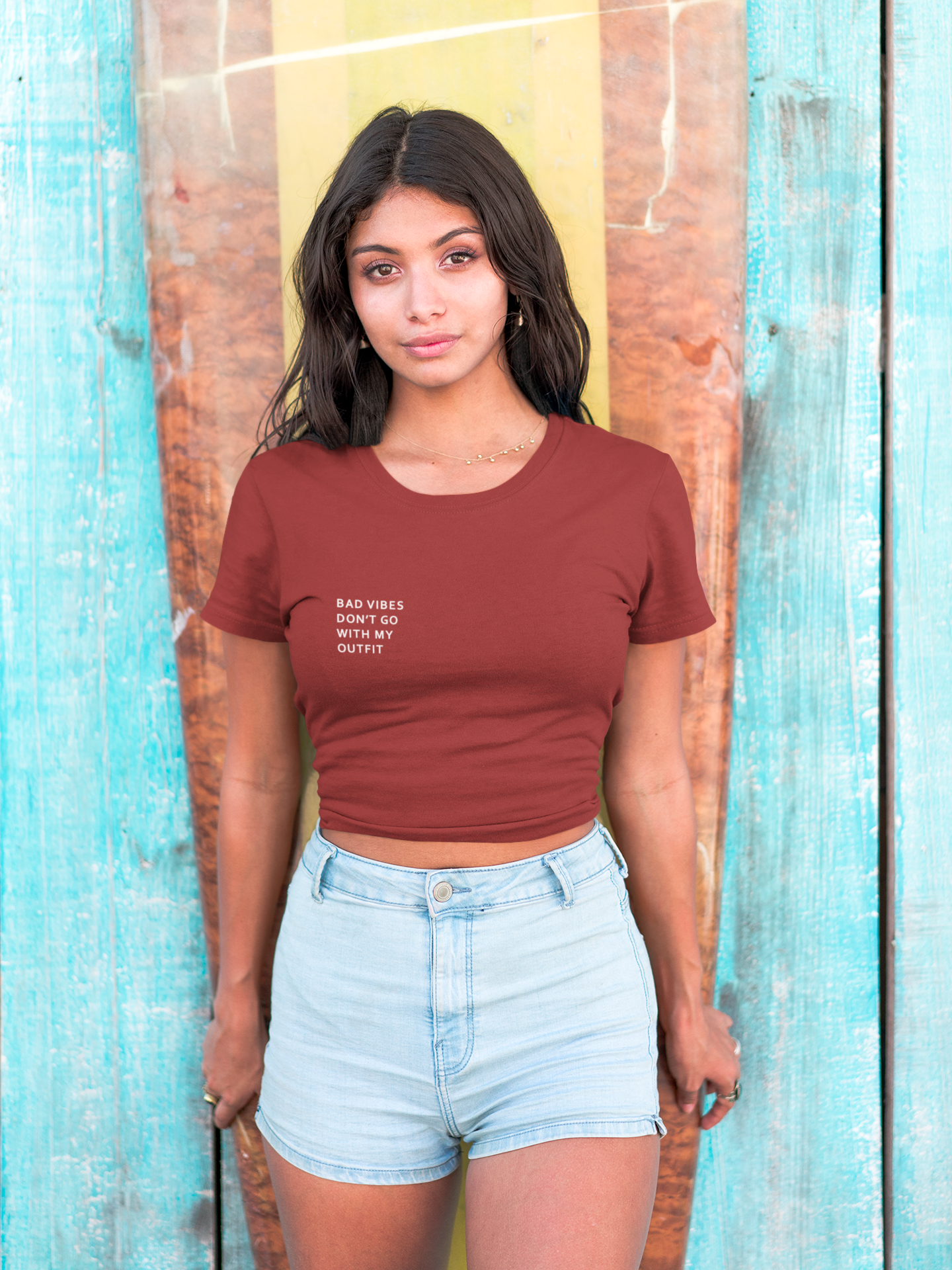 Bad Vibes Minimals Women Crop Top- FunkyTeesClub