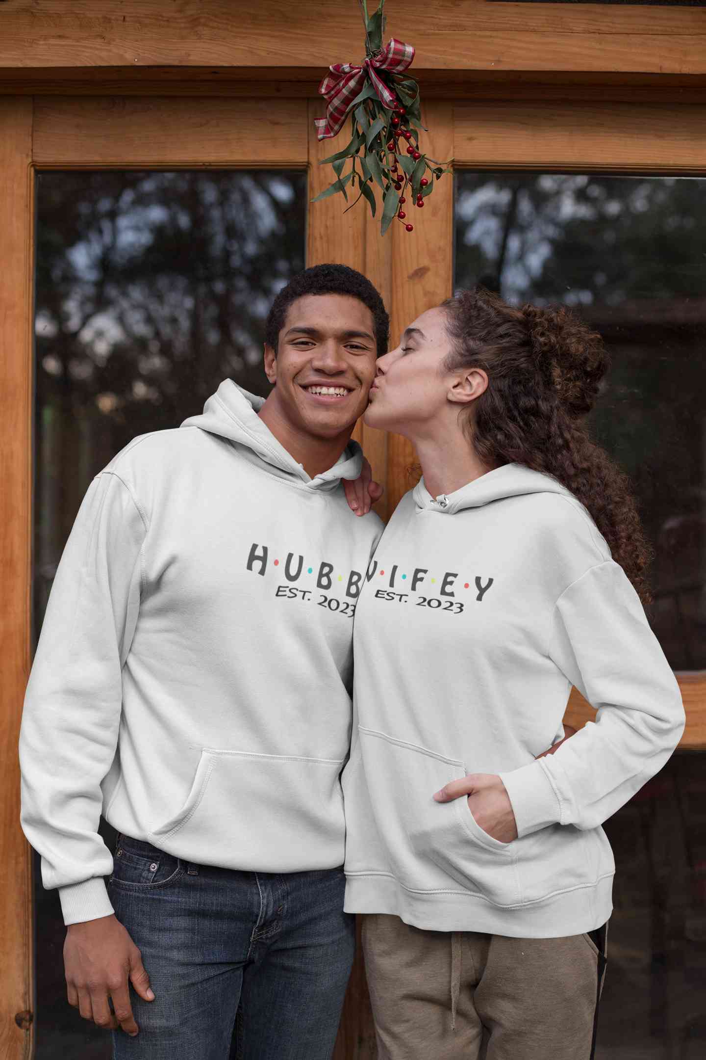 Hubby Wifey Est 2023 Couple Hoodie-FunkyTeesClub