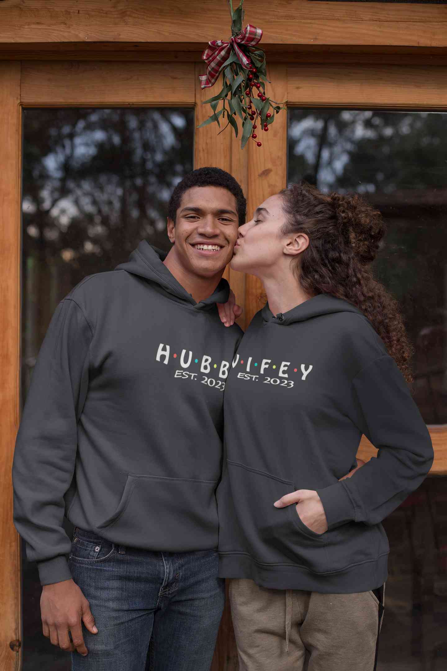 Hubby Wifey Est 2023 Couple Hoodie-FunkyTeesClub