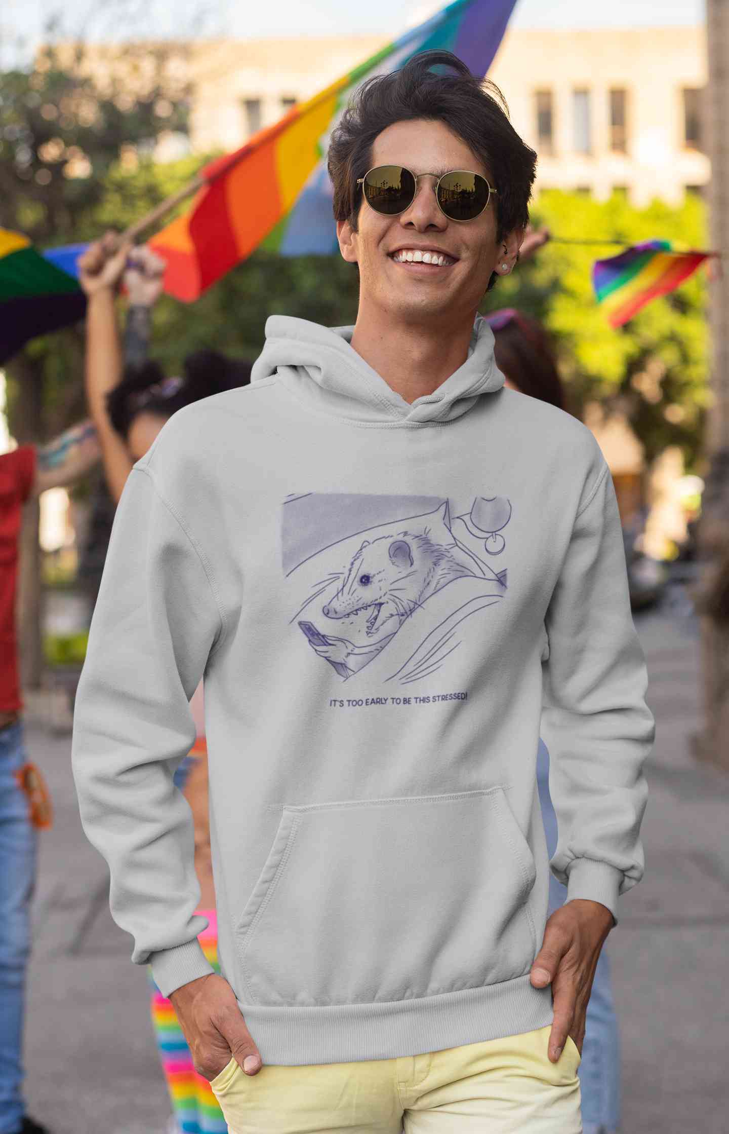 Its Too Early To Be This Stressed Funny Men Hoodies-FunkyTeesClub