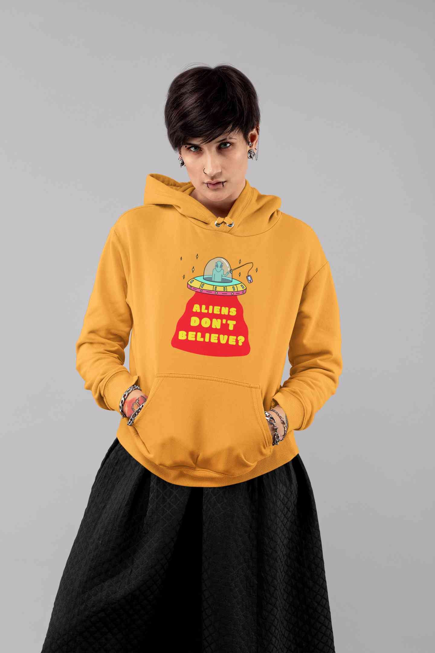Aliens Do Not Beleive Hoodies for Women-FunkyTeesClub