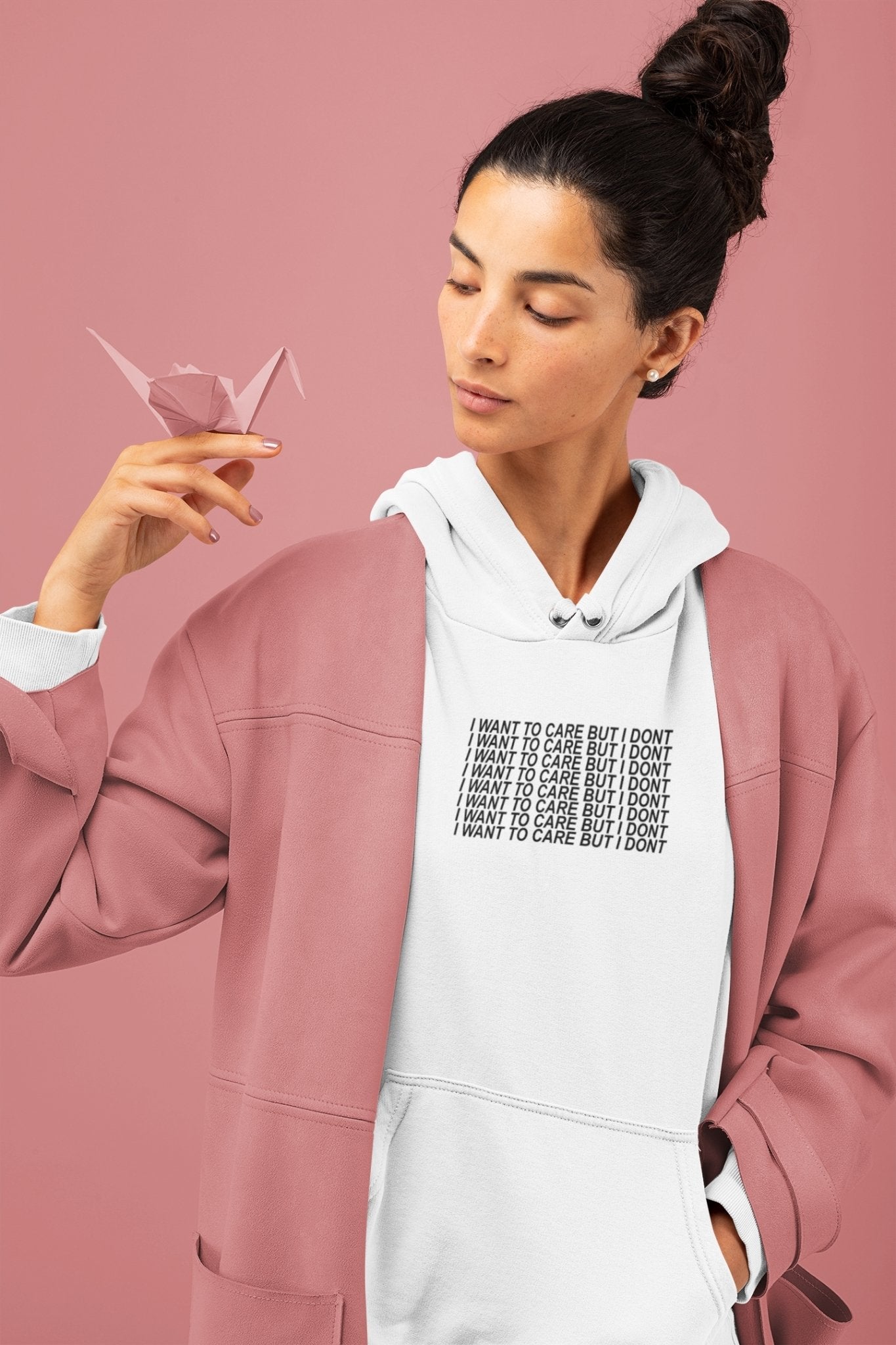 I Want To Care But I Dont Hoodies for Women-FunkyTeesClub - Funky Tees Club