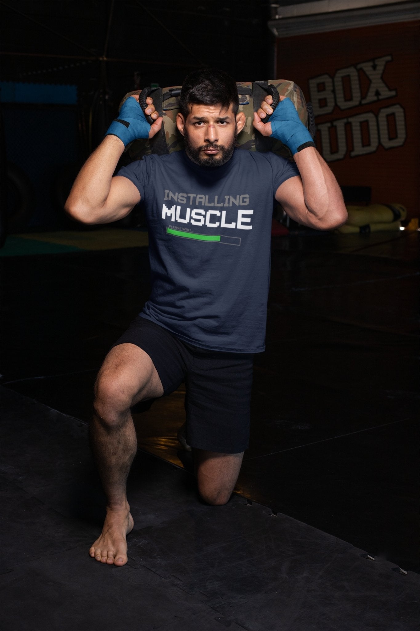 Installing Muscles Gym And Workout Mens Half Sleeves T-shirt- FunkyTeesClub - Funky Tees Club