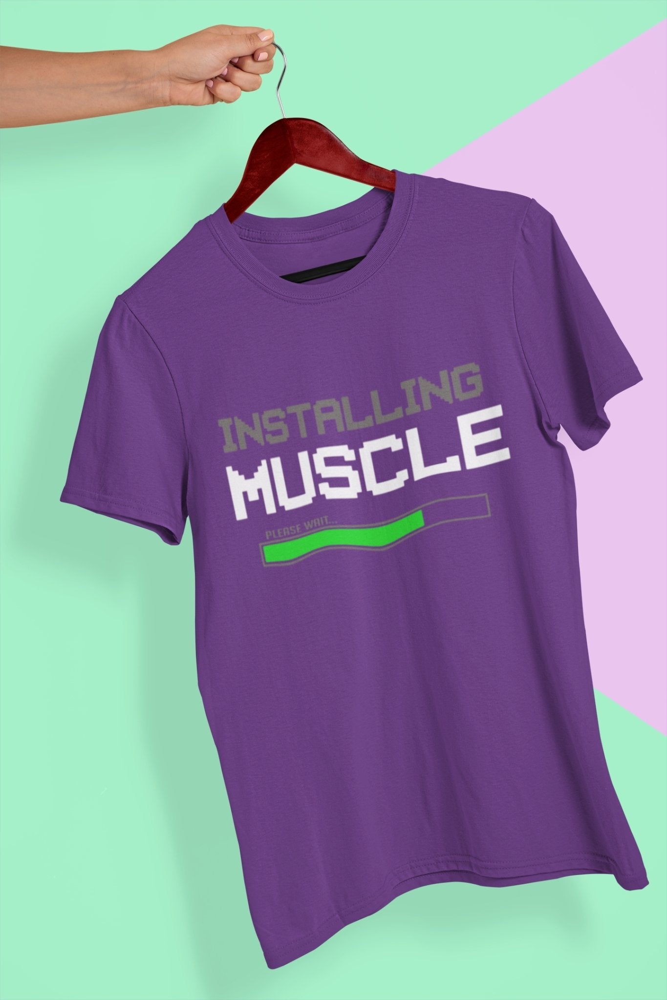 Installing Muscles Gym And Workout Women Half Sleeves T-shirt- FunkyTeesClub - Funky Tees Club