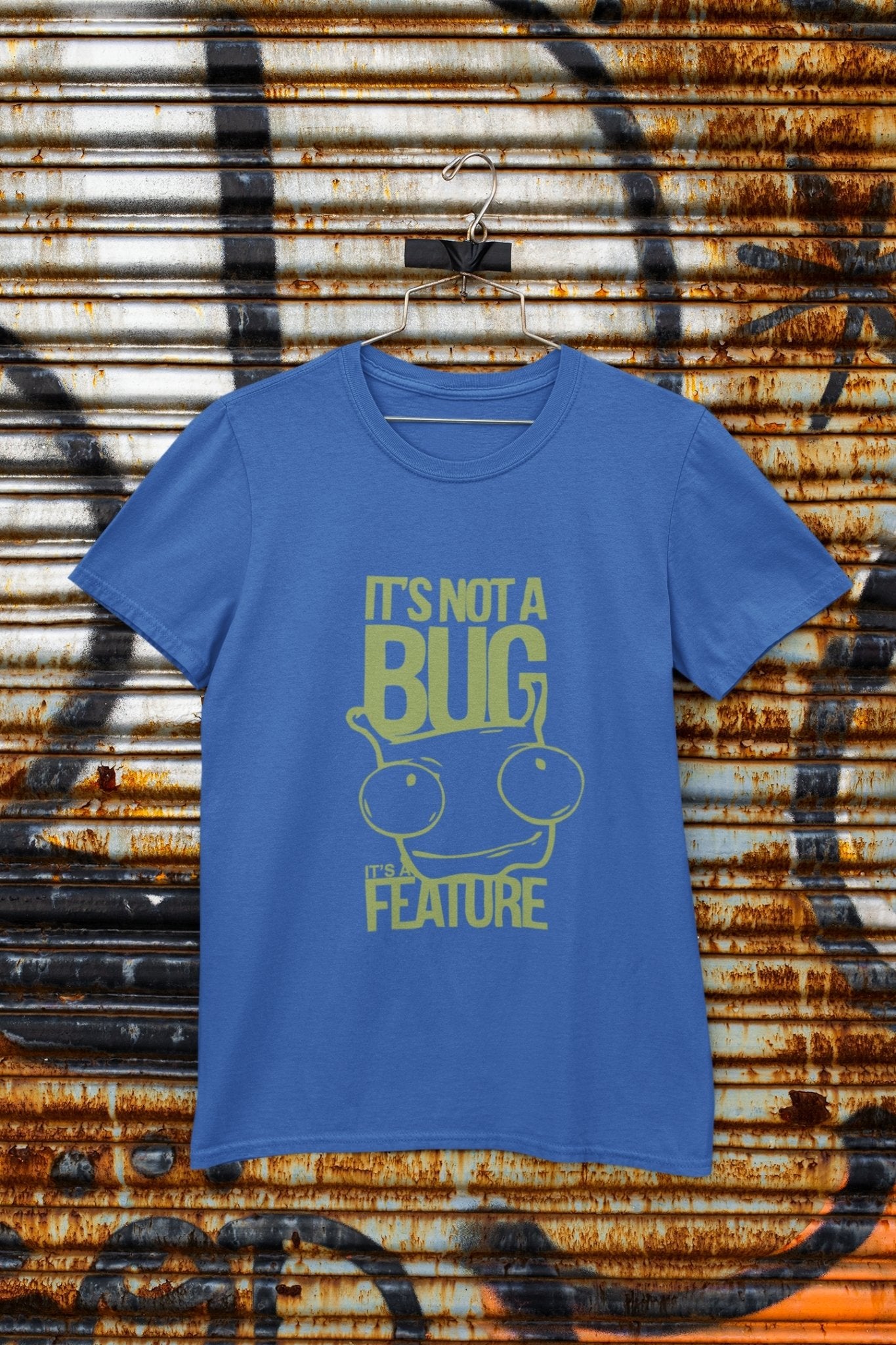 Its Not A Bug Typography Mens Half Sleeves T-shirt- FunkyTeesClub - Funky Tees Club