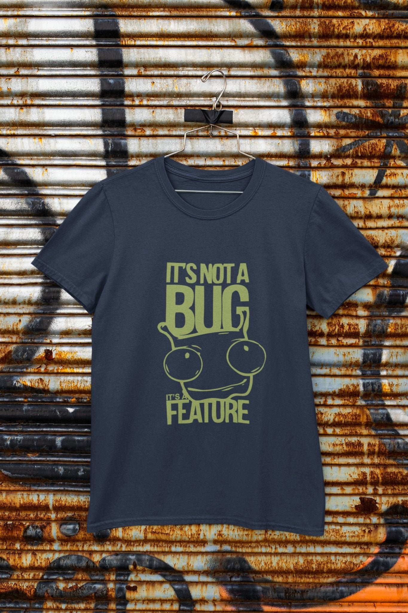 Its Not A Bug Typography Mens Half Sleeves T-shirt- FunkyTeesClub - Funky Tees Club