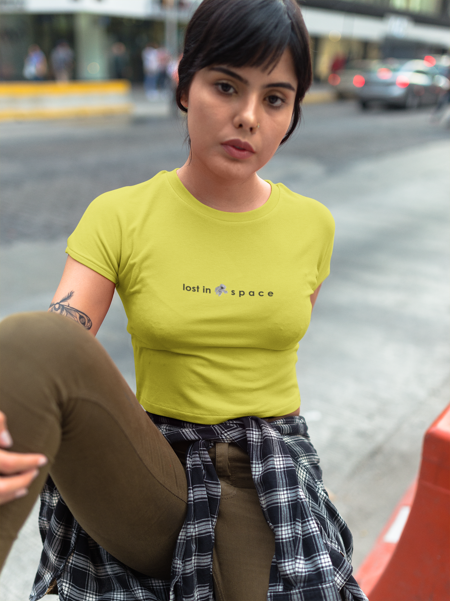 Lost In Space Minimals Women Crop Top- FunkyTeesClub