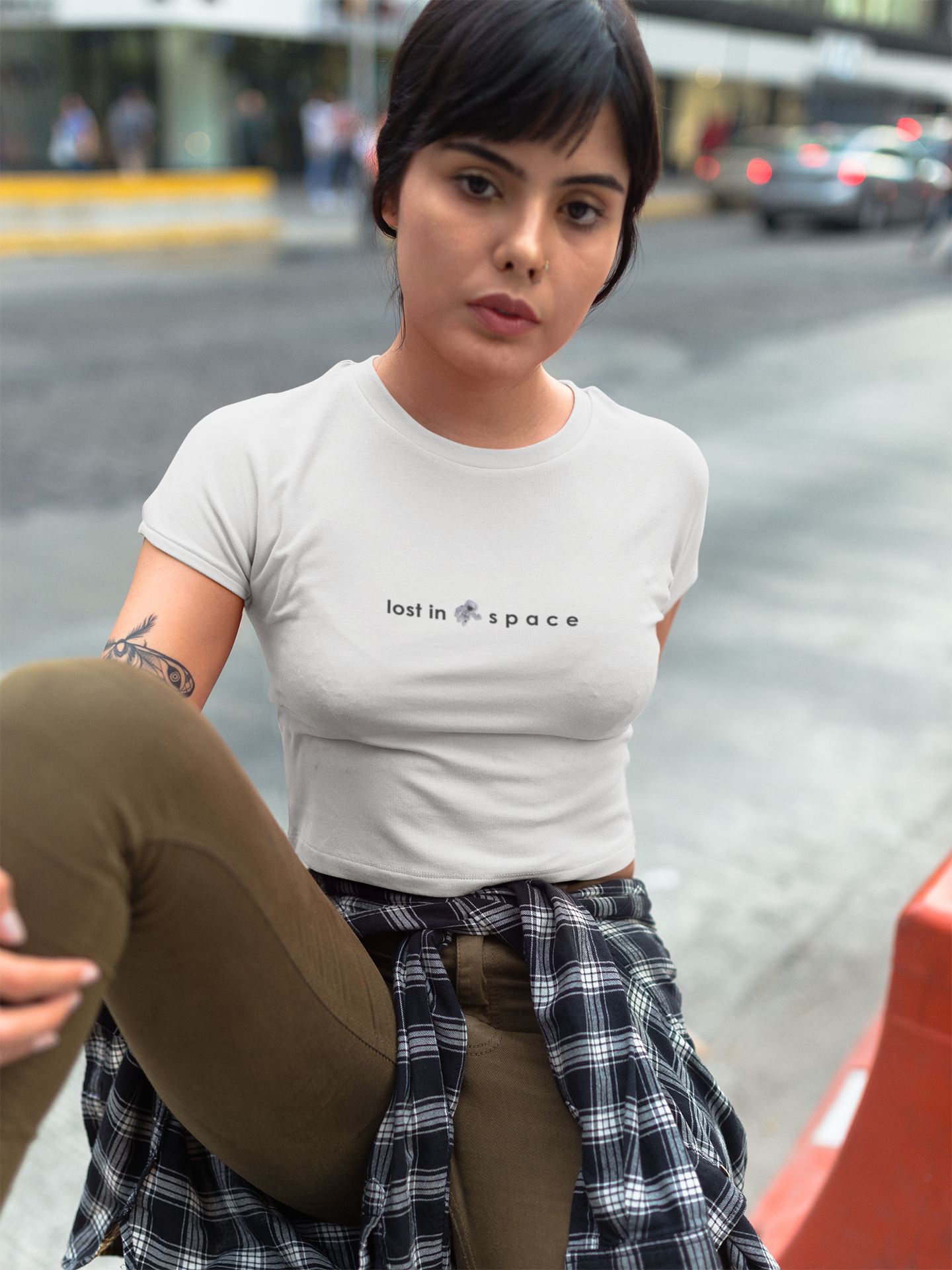 Lost In Space Minimals Women Crop Top- FunkyTeesClub
