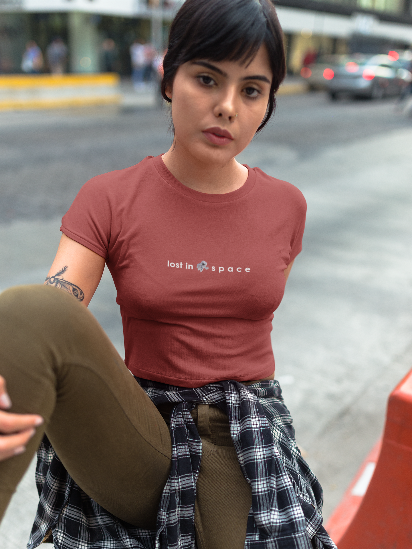 Lost In Space Minimals Women Crop Top- FunkyTeesClub