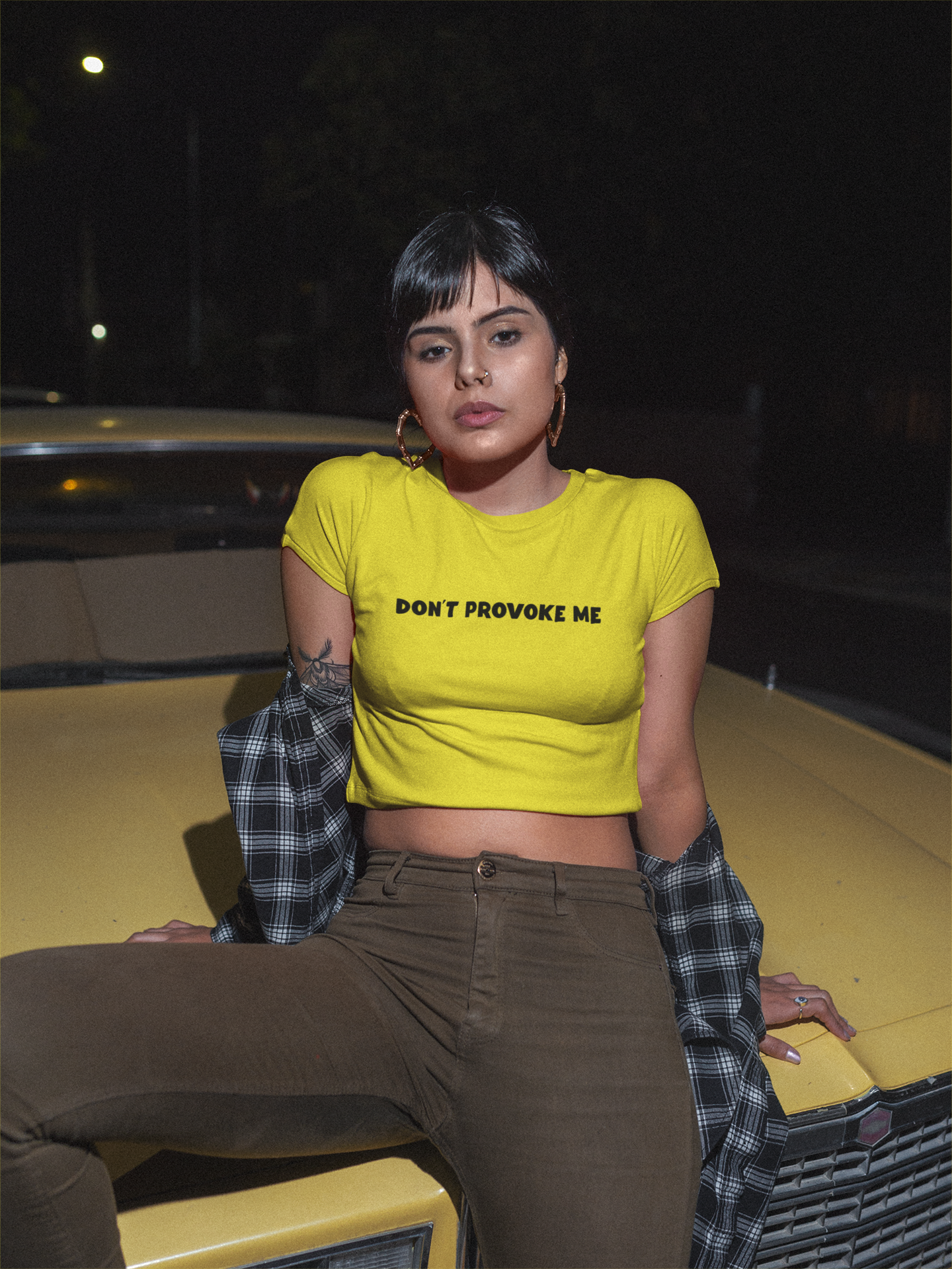 Dont Provoke Me Quotes Women Crop Top- FunkyTeesClub