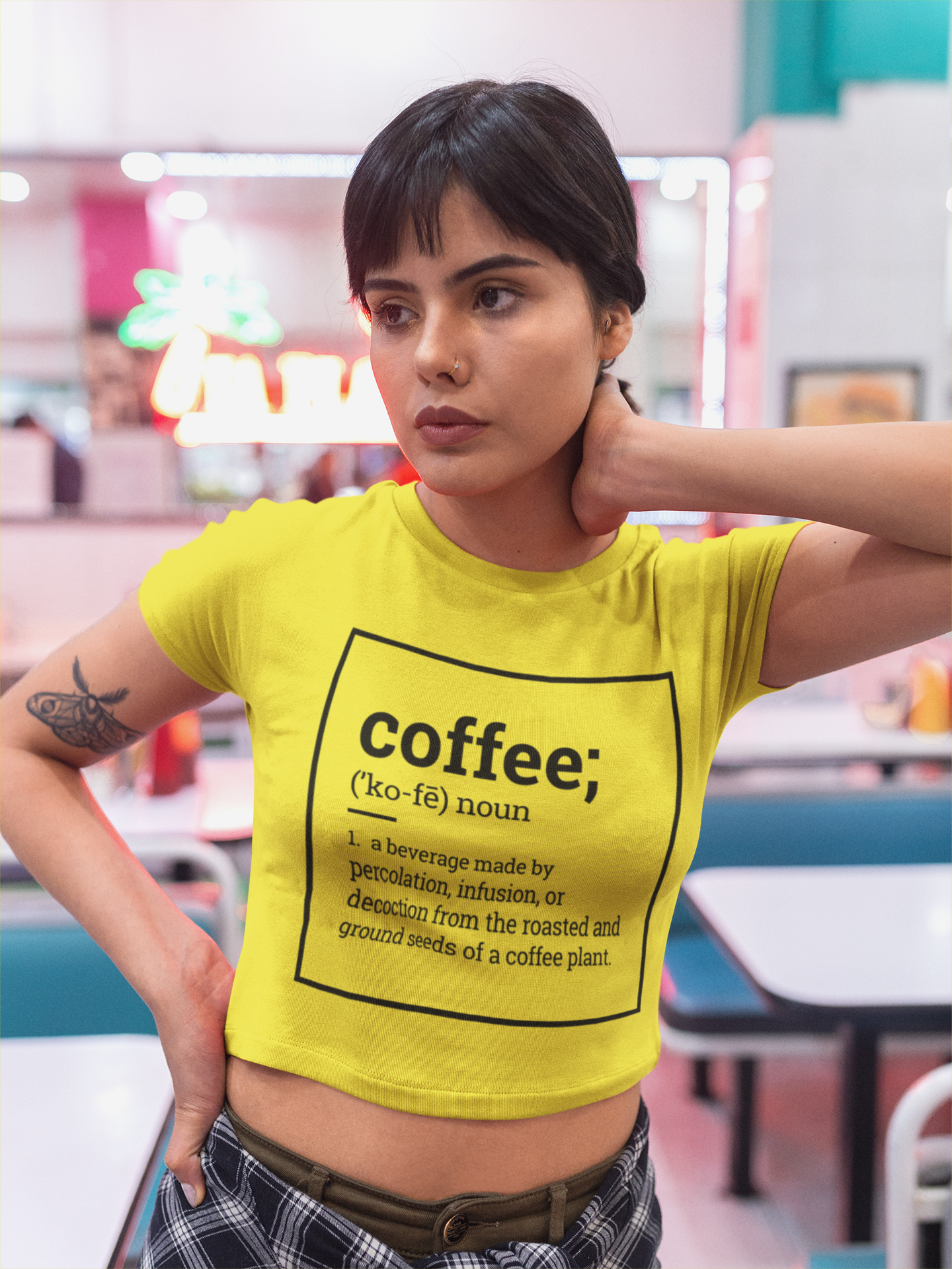 Label pantry coffee definition Women Crop Top- FunkyTeesClub