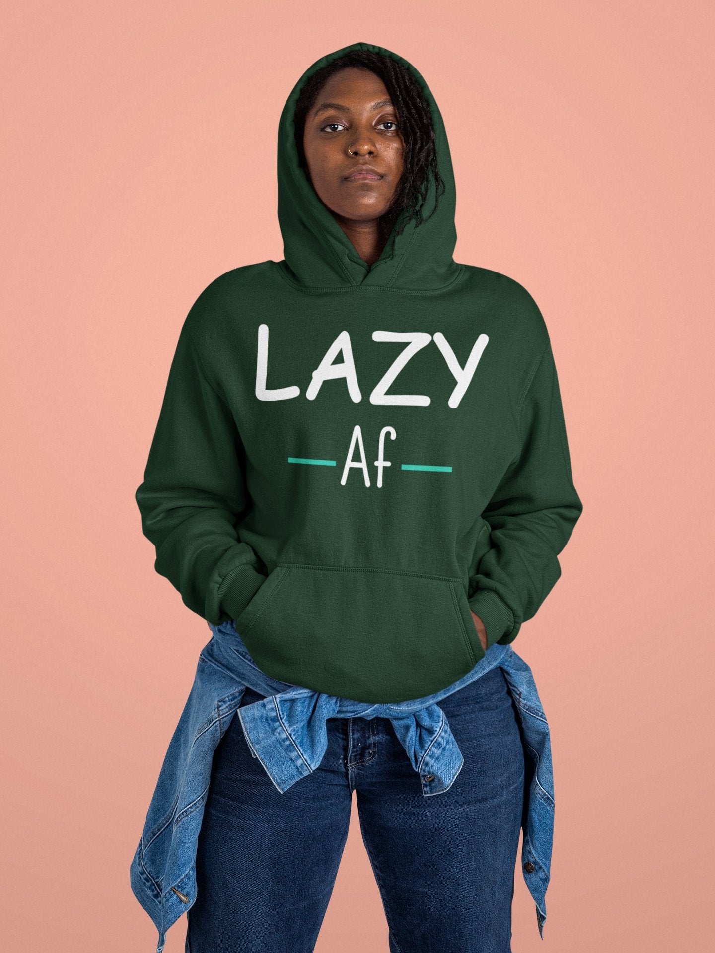 Lazy Af Typography Hoodies for Women-FunkyTeesClub - Funky Tees Club