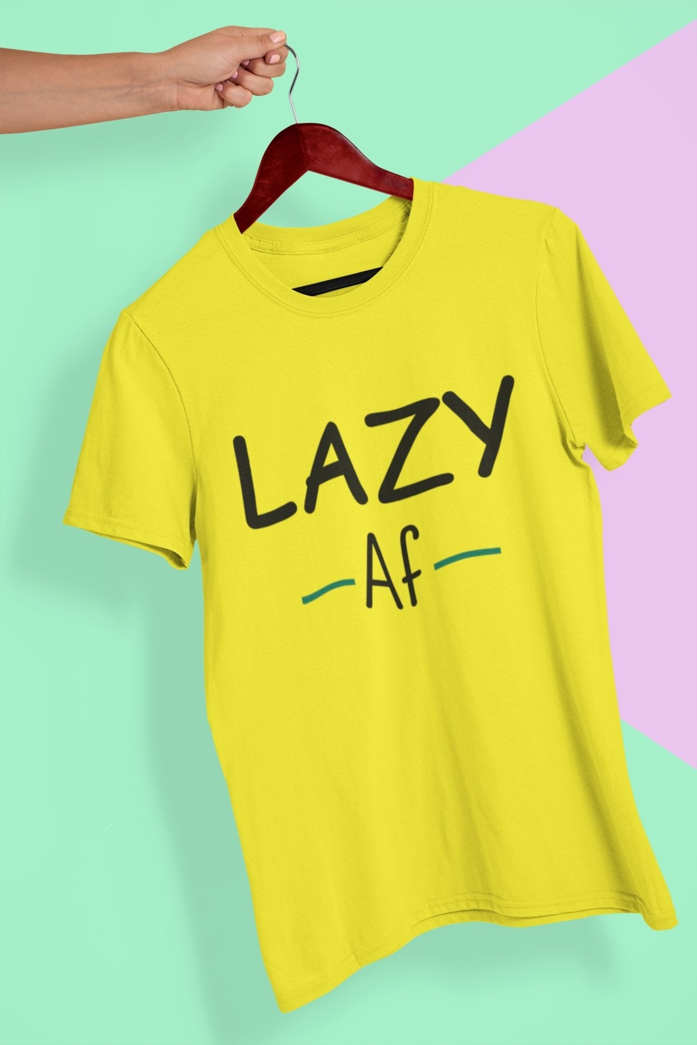 Lazy Af Typography Mens Half Sleeves T-shirt- FunkyTeesClub - Funky Tees Club