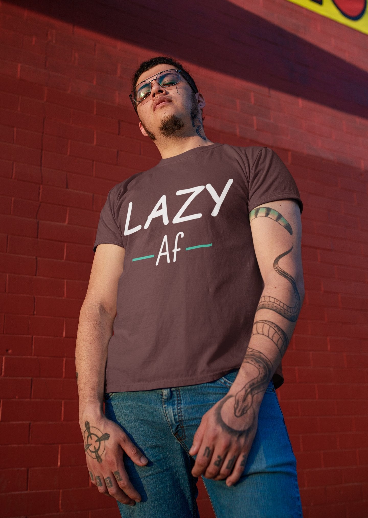 Lazy Af Typography Mens Half Sleeves T-shirt- FunkyTeesClub - Funky Tees Club