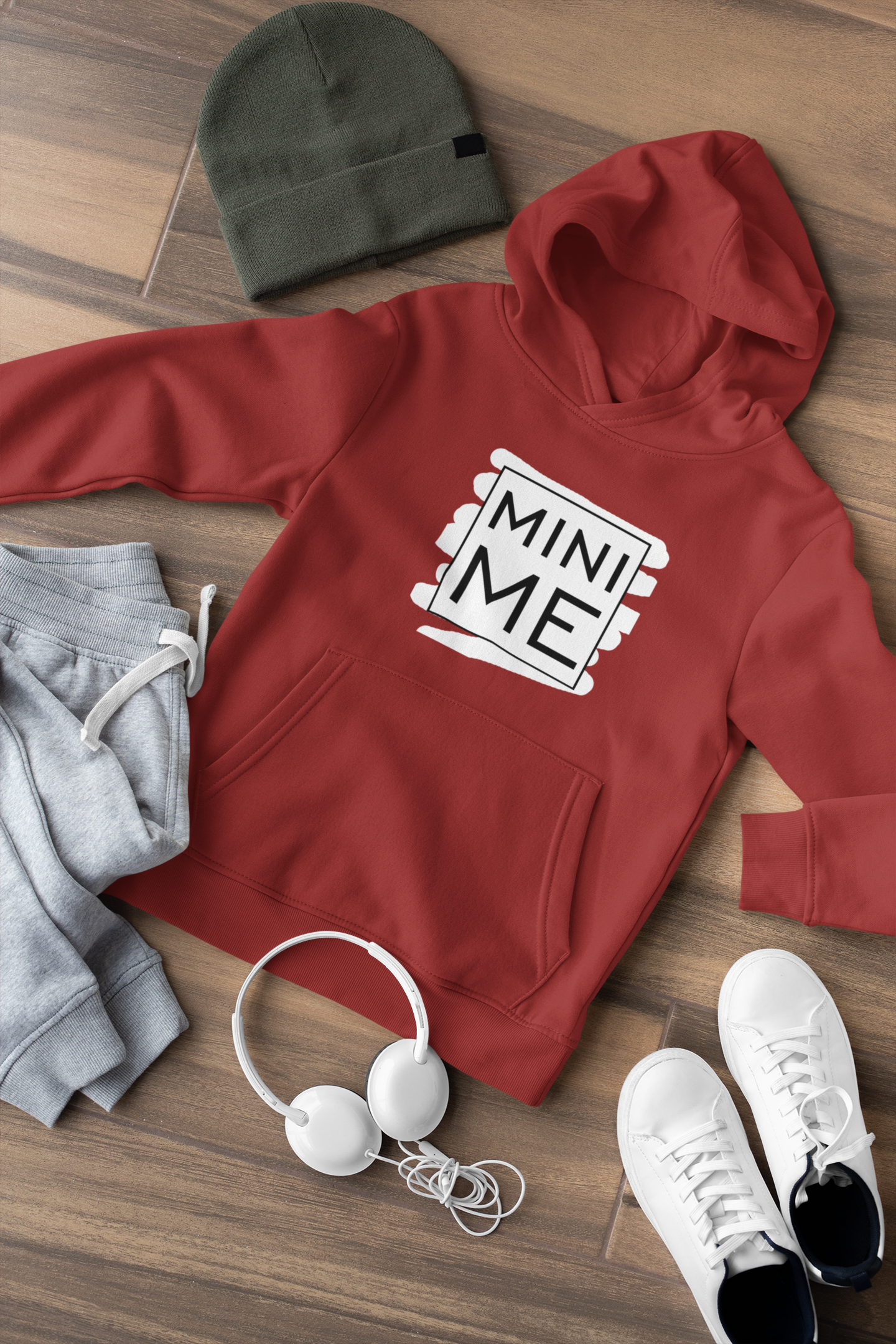 Me Father and Daughter Red Matching Hoodies- FunkyTeesClub