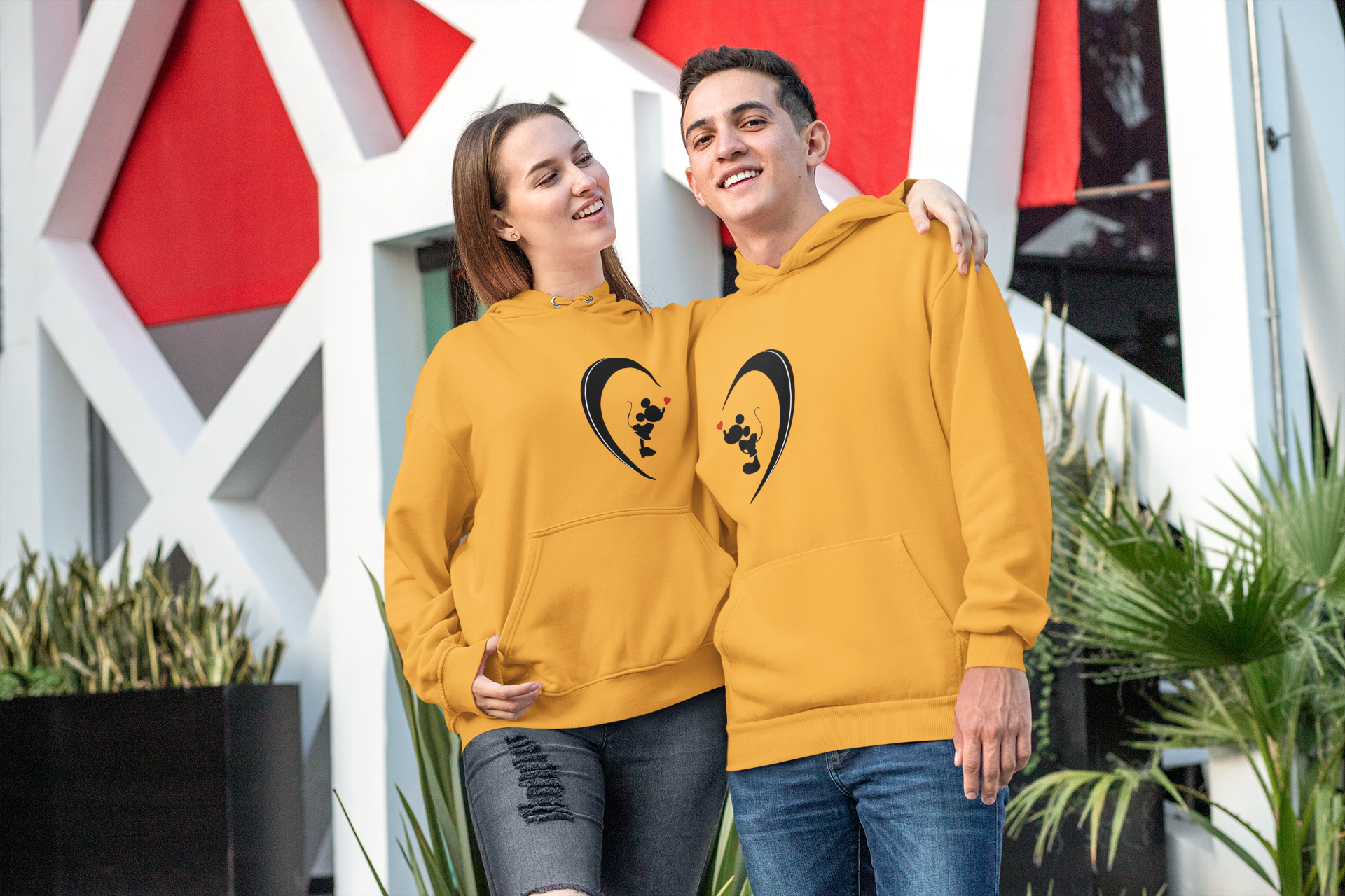 Mickey Minnie Couple Hoodie-FunkyTeesClub