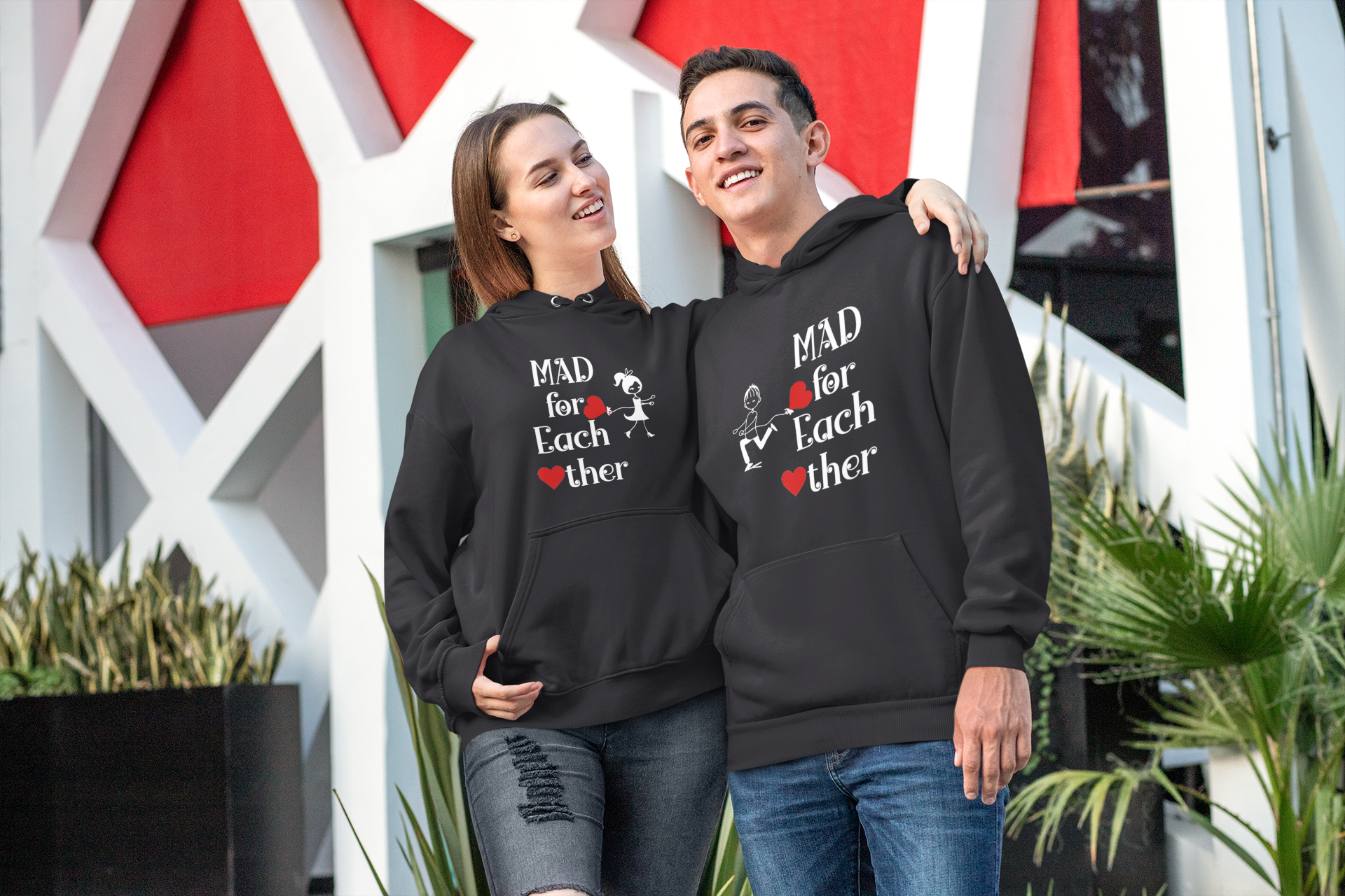 Mad For Each Other Couple Hoodie-FunkyTeesClub