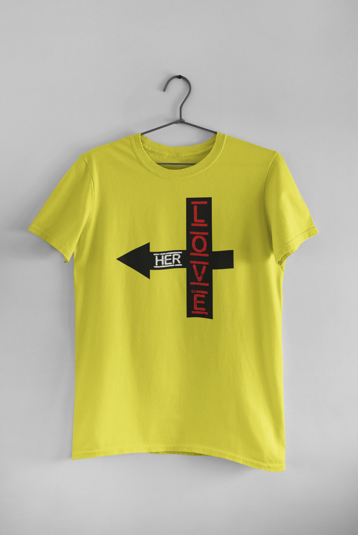 Love Her Love Him Couple Half Sleeves T-Shirts -FunkyTeesClub