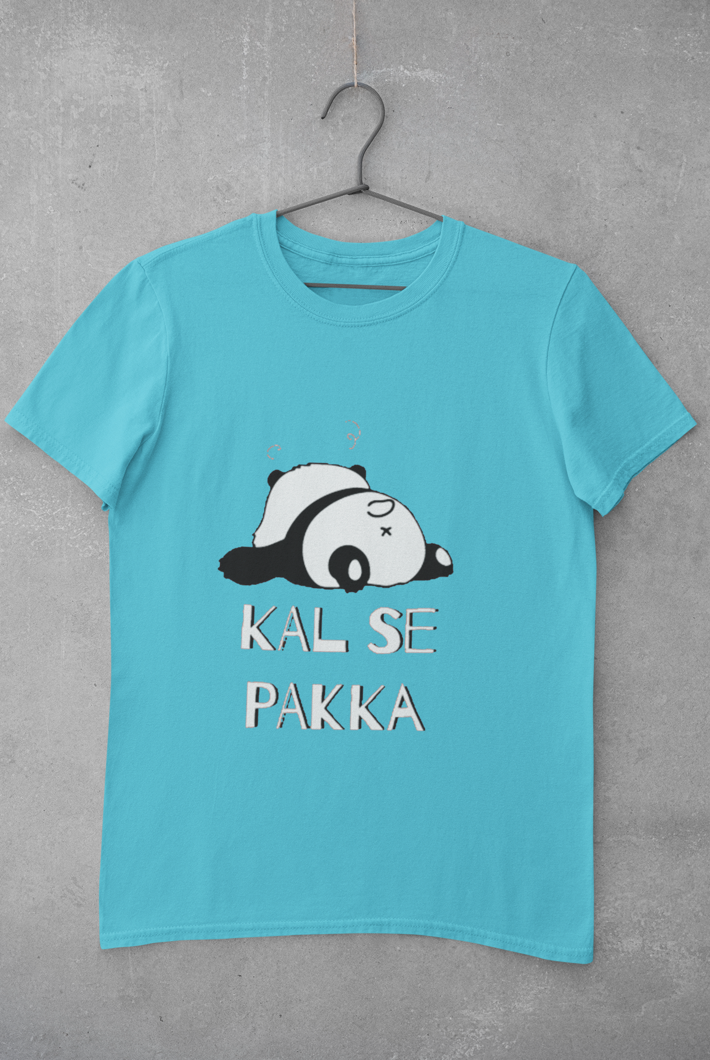 Kal Se Pakka Lazy Panda Mens Half Sleeves T-shirt- FunkyTeesClub