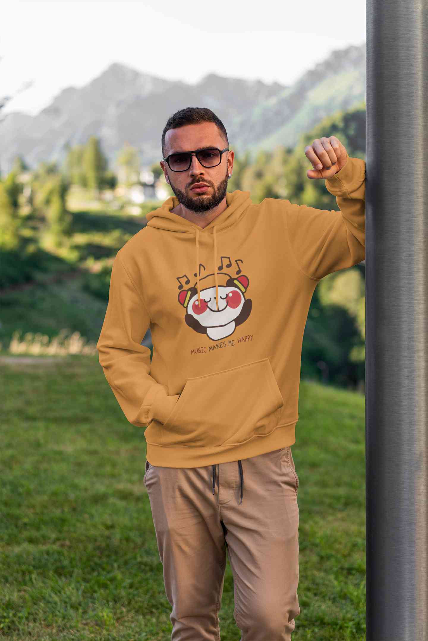 Music Makes Me Happy Men Hoodies-FunkyTeesClub