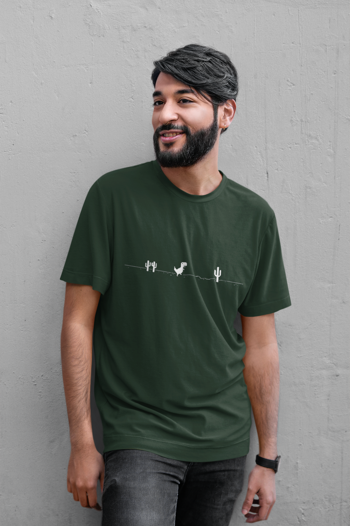 Dinosaur Game Chrome Mens Half Sleeves T-shirt- FunkyTeesClub