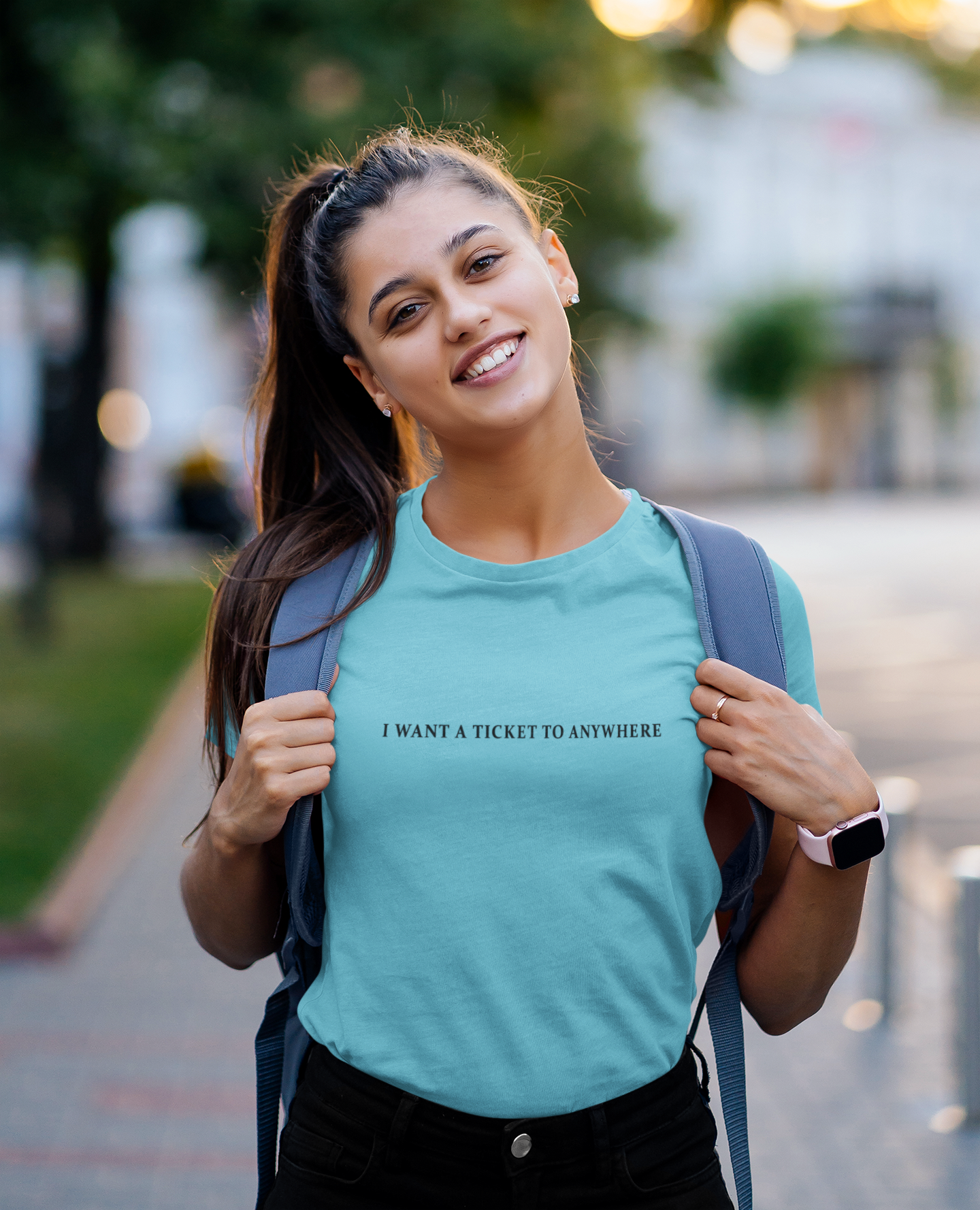 I want a ticket to anywhere Minimal Women Half Sleeves T-shirt- FunkyTeesClub