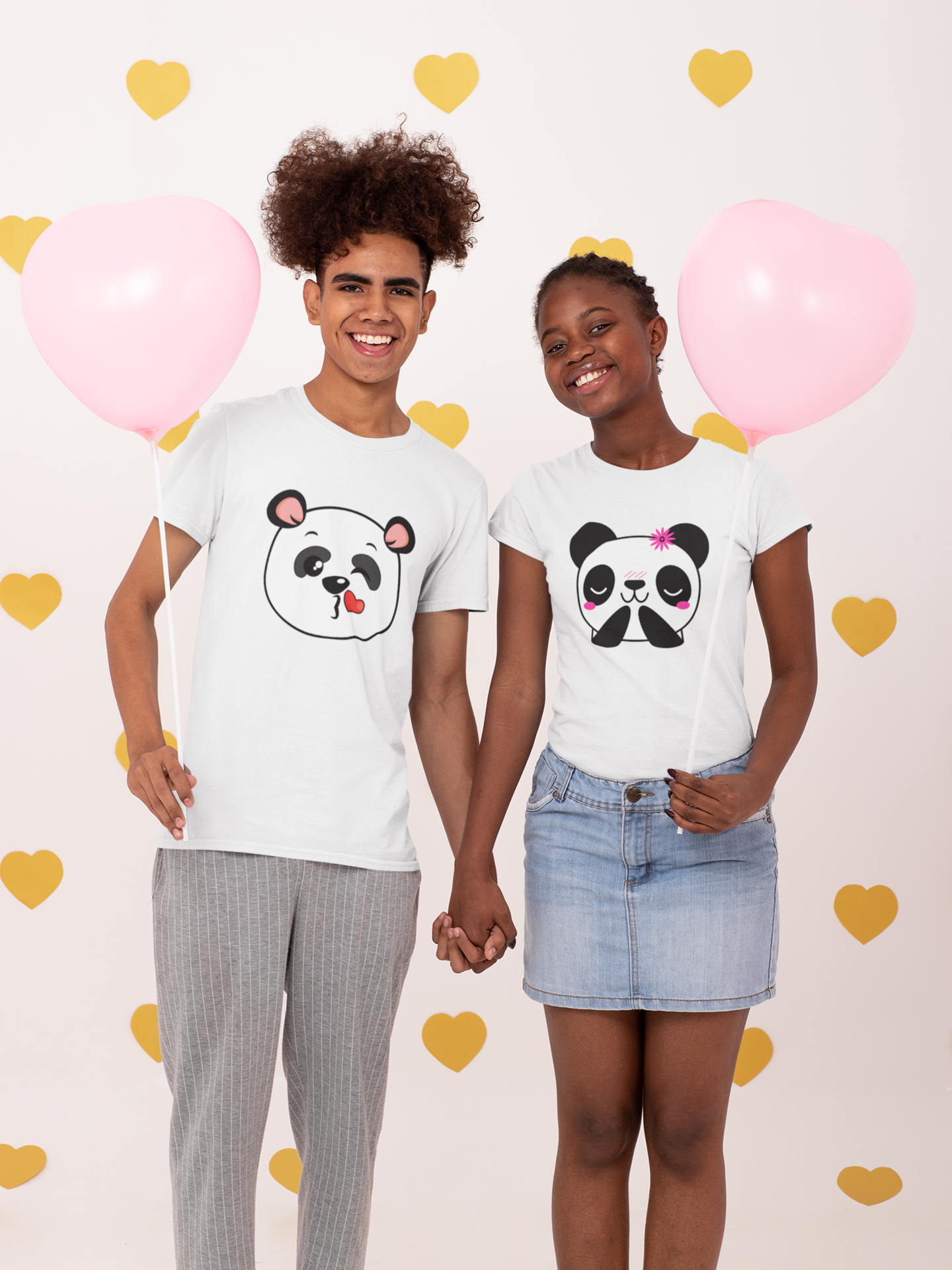 Panda Love Couple Half Sleeves T-Shirts -FunkyTeesClub