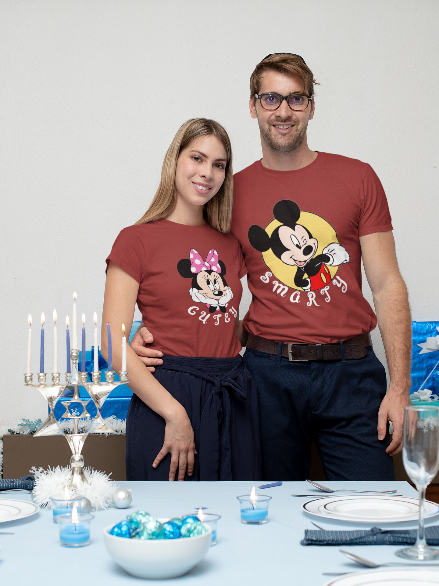 Smarty Cutey Couple Half Sleeves T-Shirts -FunkyTeesClub