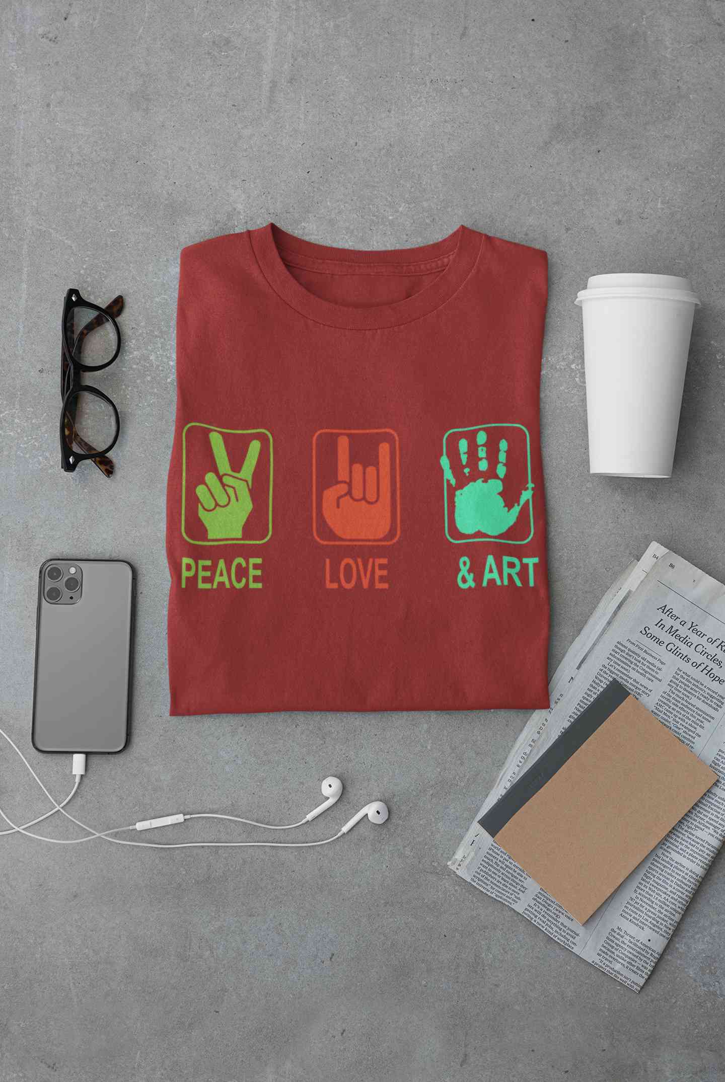 Peace Love And Art Mens Half Sleeves T-shirt- FunkyTeesClub