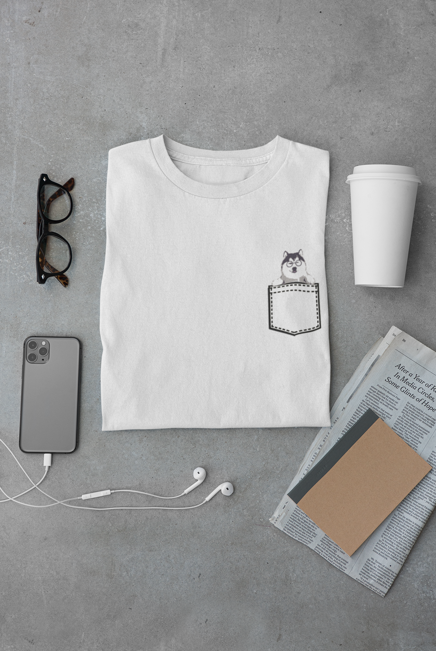 Cute Husky Mens Half Sleeves T-shirt- FunkyTeesClub