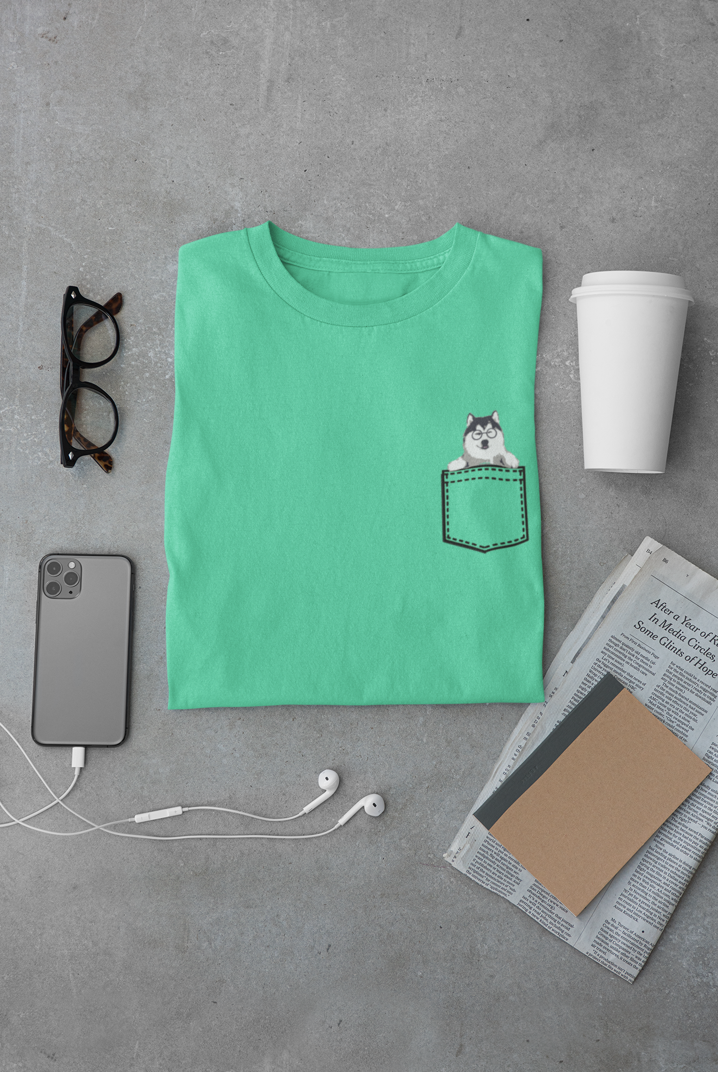 Cute Husky Mens Half Sleeves T-shirt- FunkyTeesClub