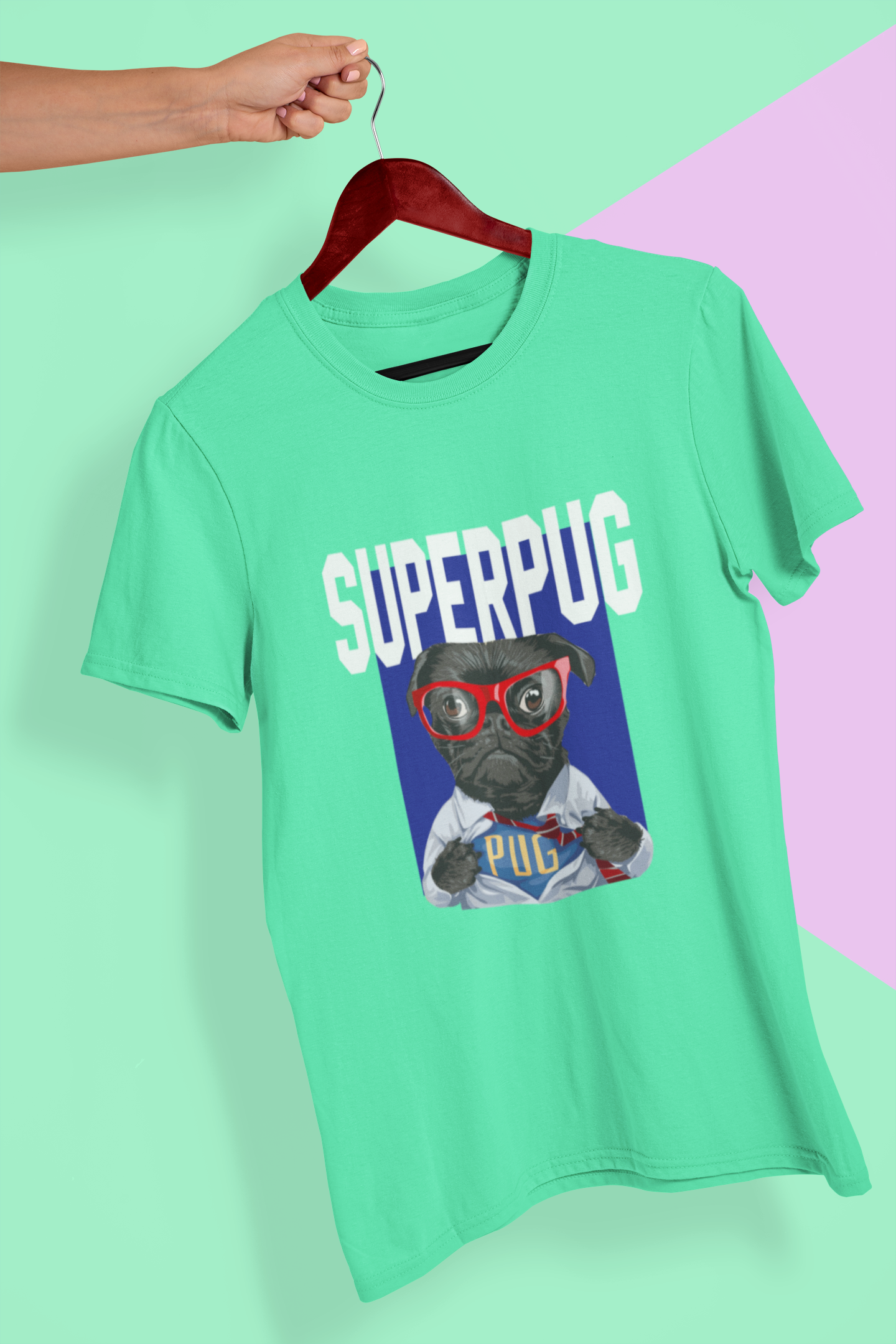 Superhero Pug Mens Half Sleeves T-shirt- FunkyTeesClub