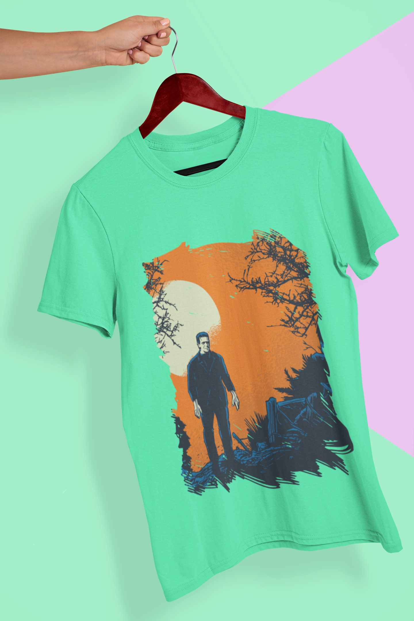 Frankenstein Mens Half Sleeves T-shirt- FunkyTeesClub