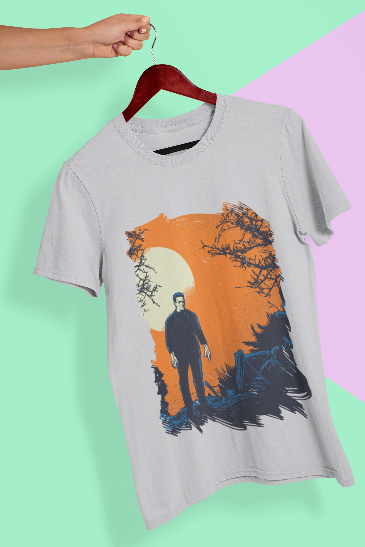 Frankenstein Women Half Sleeves T-shirt- FunkyTeesClub