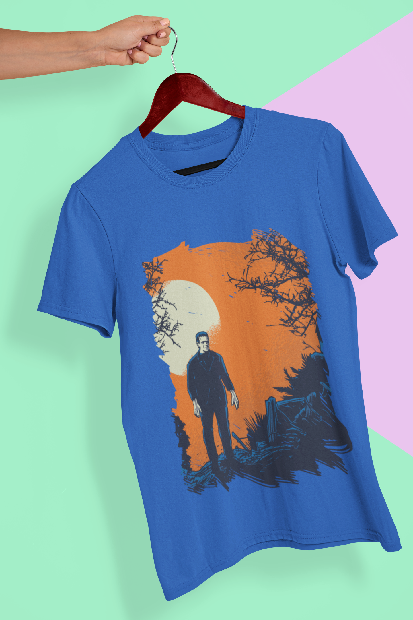 Frankenstein Women Half Sleeves T-shirt- FunkyTeesClub