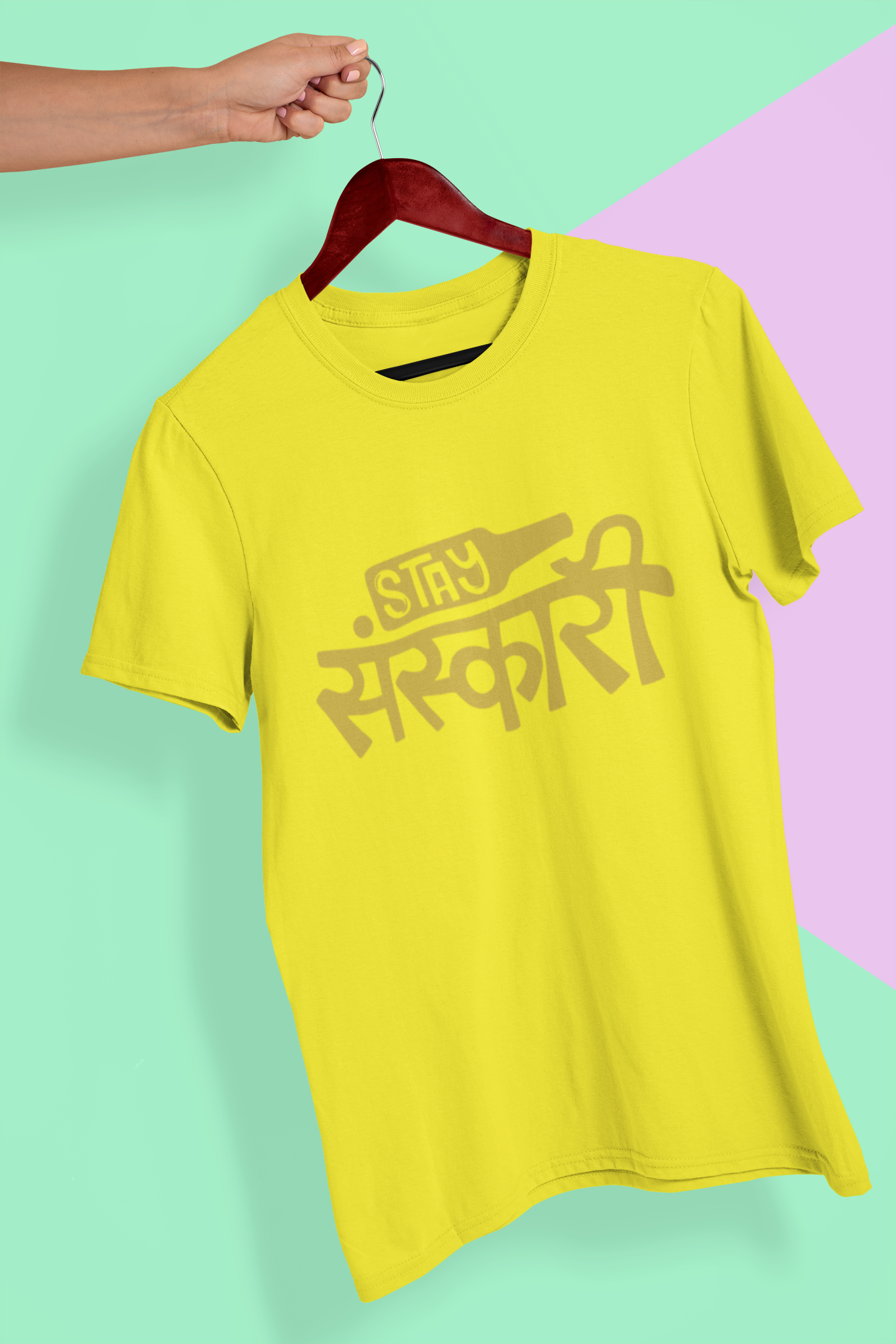 Stay Sanskari Mens Half Sleeves T-shirt- FunkyTeesClub