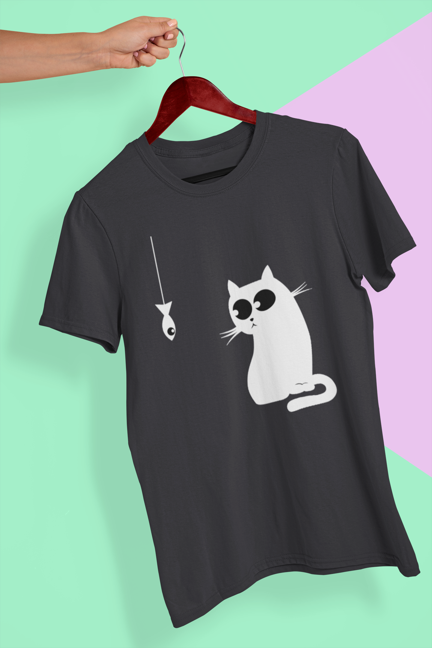 Cat Staring At Fish Women Half Sleeves T-shirt- FunkyTeesClub
