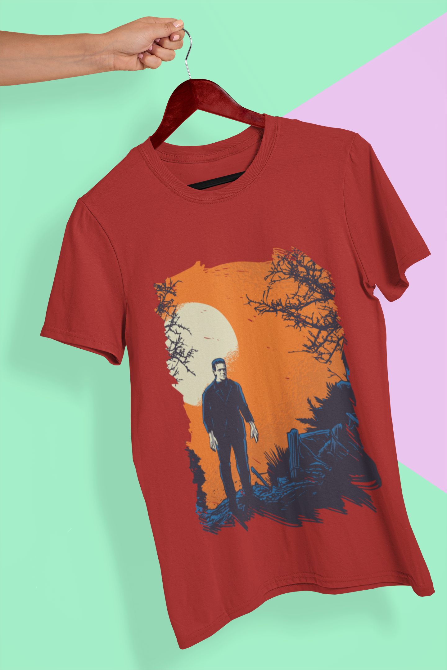 Frankenstein Women Half Sleeves T-shirt- FunkyTeesClub