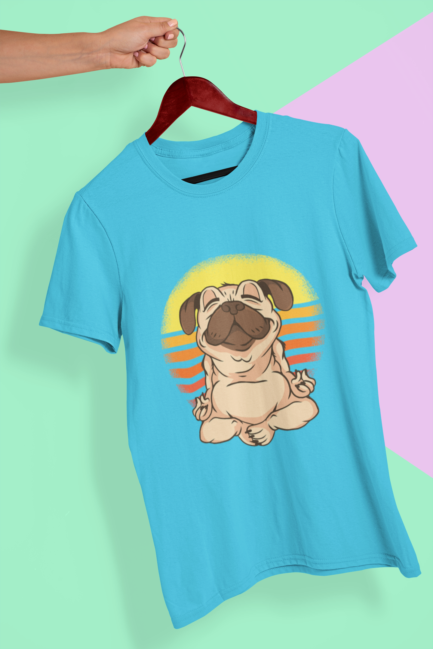 Pug Meditation Mens Half Sleeves T-shirt- FunkyTeesClub