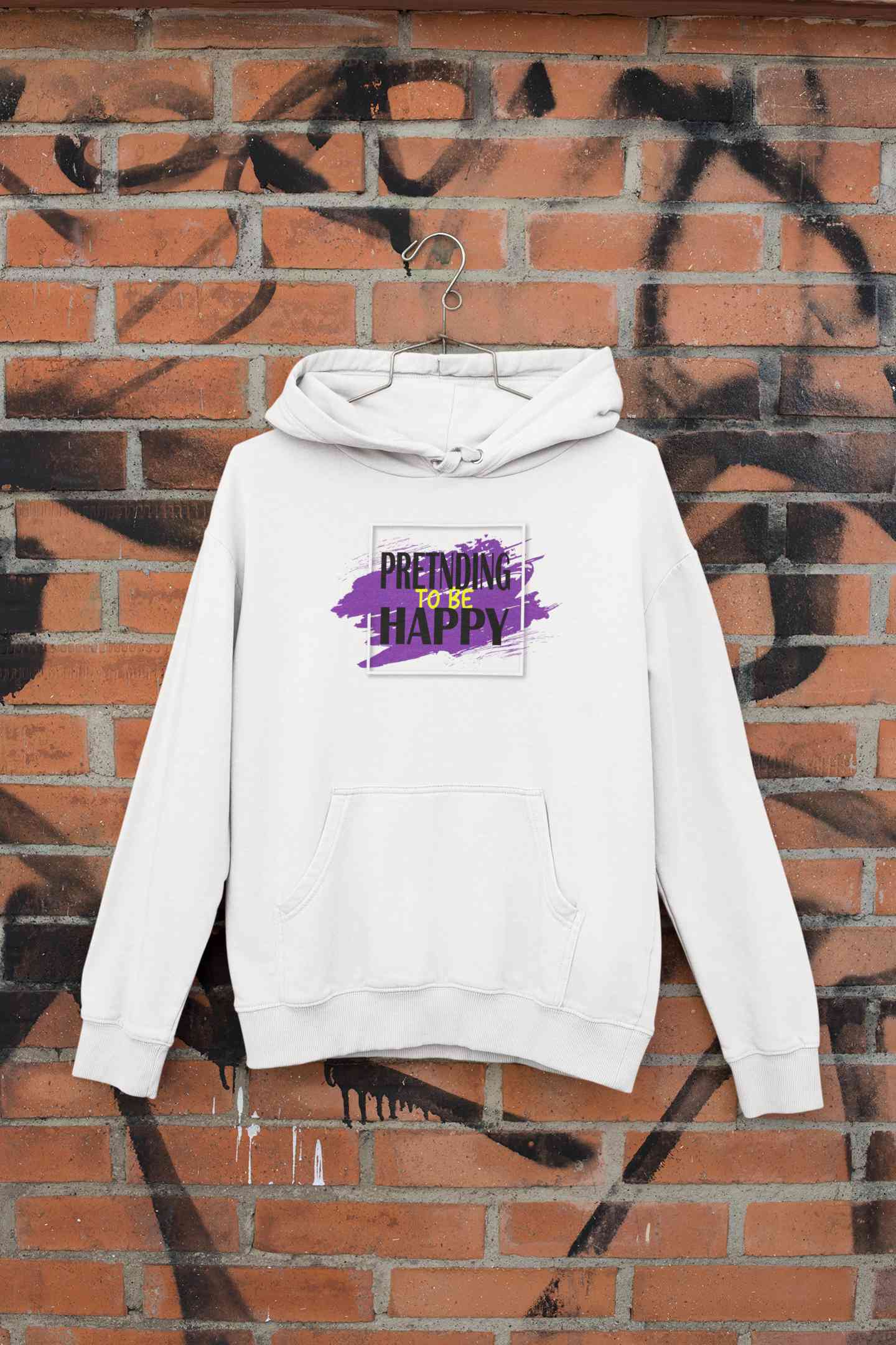 Pretending To Be Happy Men Hoodies-FunkyTeesClub