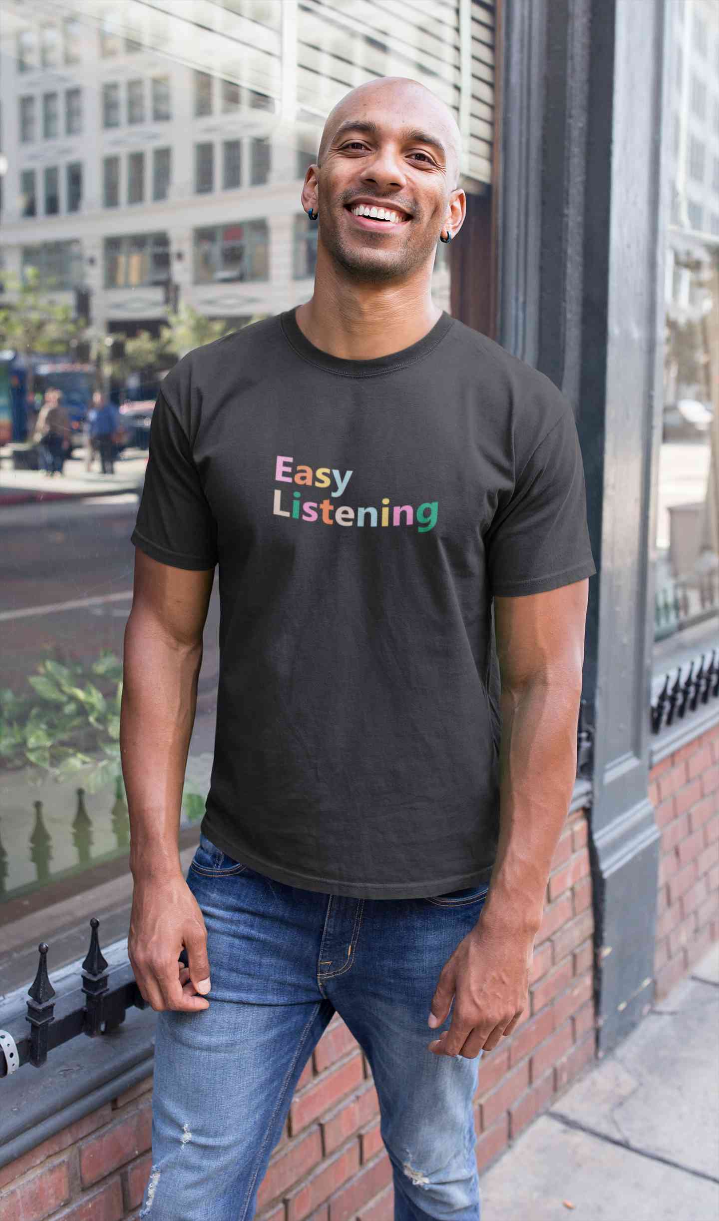 Easy Listening Mens Half Sleeves T-shirt- FunkyTeesClub