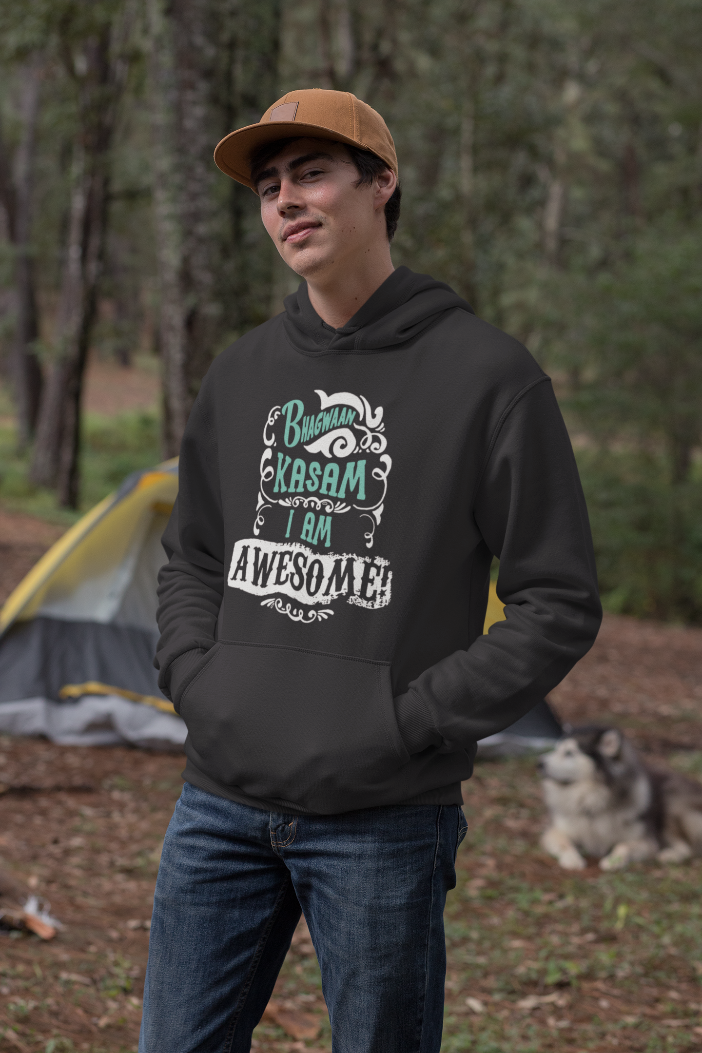 Bhagwan Kasam Desi Men Hoodies-FunkyTeesClub
