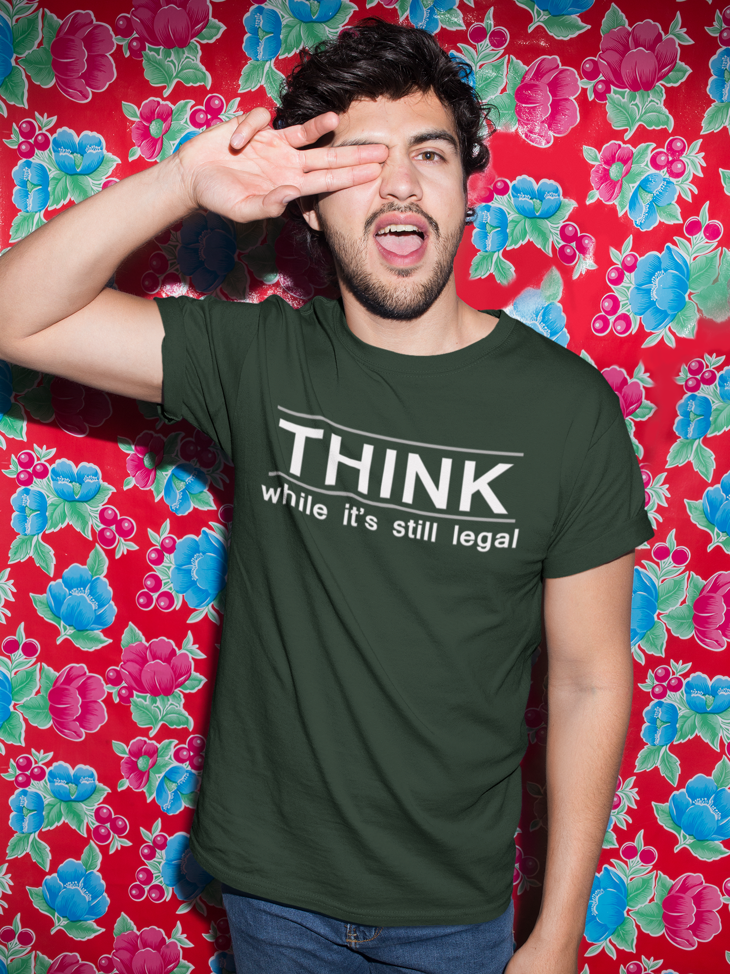 Think While Its Still Legal Anti Government Mens Half Sleeves T-shirt- FunkyTeesClub